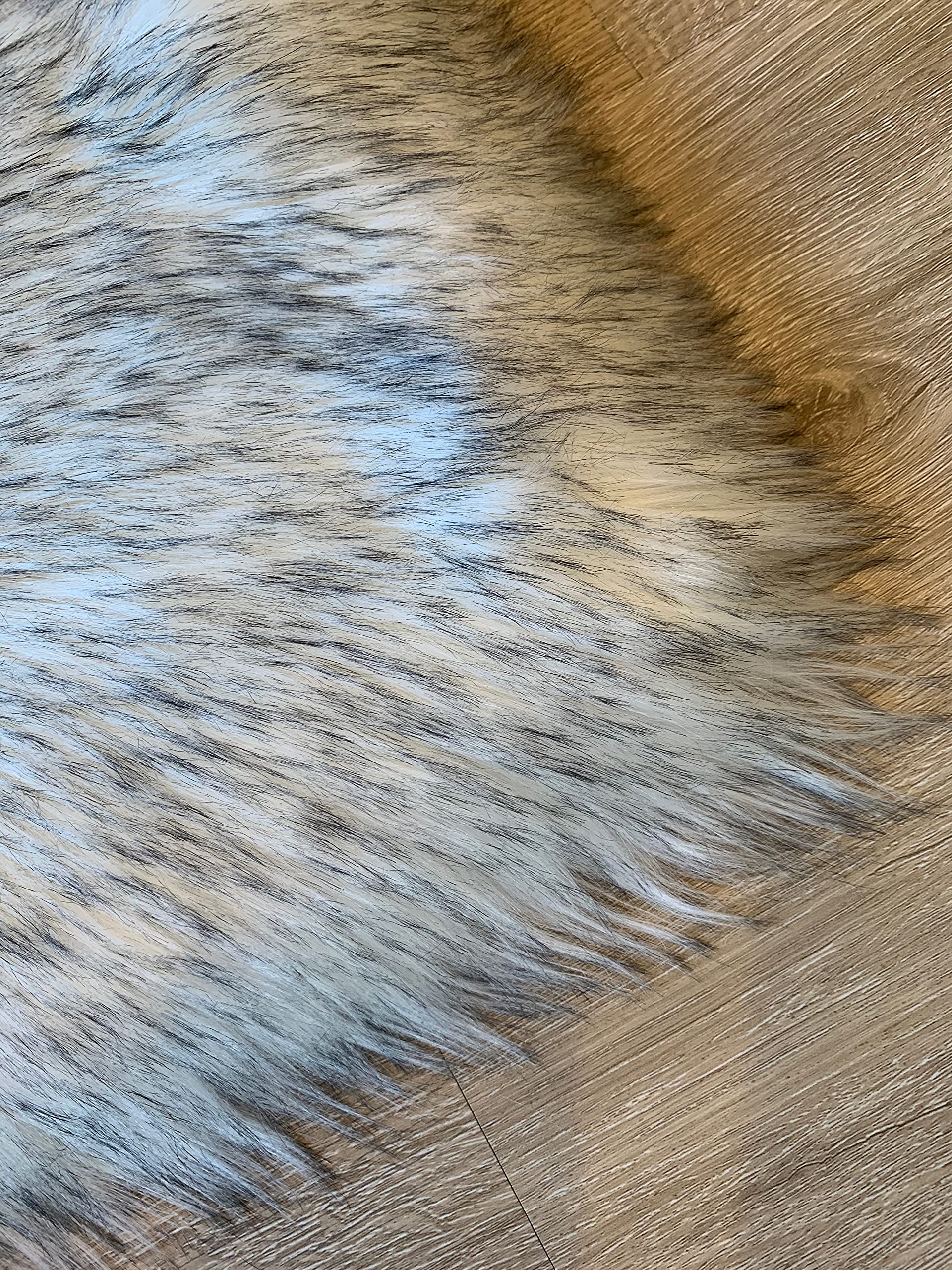 LAMBZY Faux Sheepskin Super Soft Hypoallergenic Silky Square Shag Rug - 5' White/Black Tips - Plush Living Room Carpet, Cozy Kids Bedroom Decor, Sofa Throw Blanket Alternative - Perfect for Nursery, Home Office & Pet-Friendly Spaces