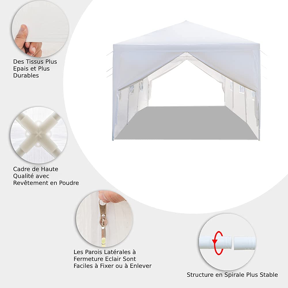 Waterproof 3X9m Foldable Garden Gazebo with 8 UV-Resistant Walls - Thick PE Canopy for Outdoor Weddings, Parties & Commercial Events | Perfect for Backyard Gatherings, Market Stalls & Outdoor Celebrations