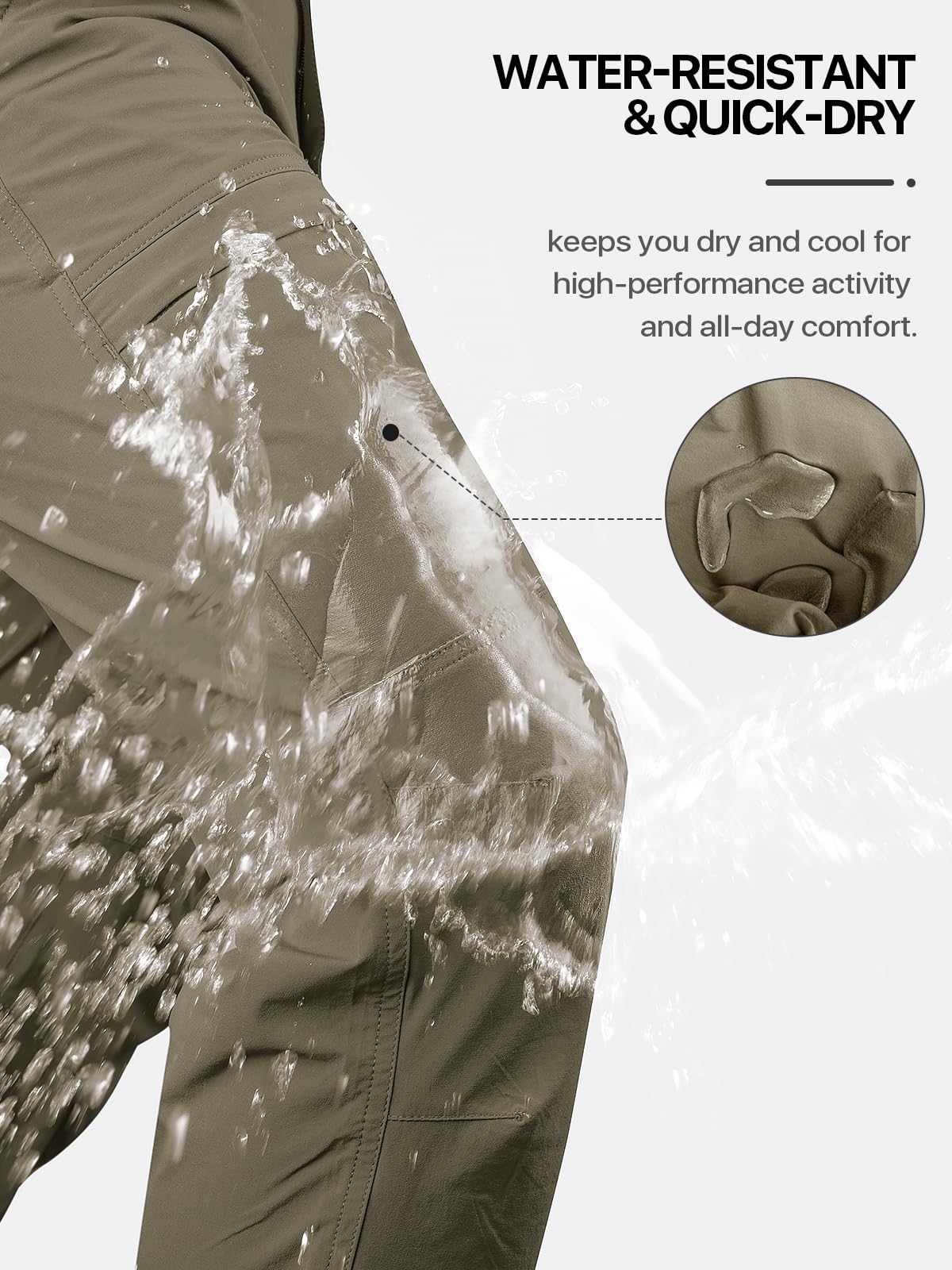 FREE SOLDIER Men's Tactical Hiking Pants - Lightweight Waterproof Quick-Dry Outdoor Cargo Pants with Belt - Nylon Spandex Blend for Camping, Hiking & Outdoor Adventures
