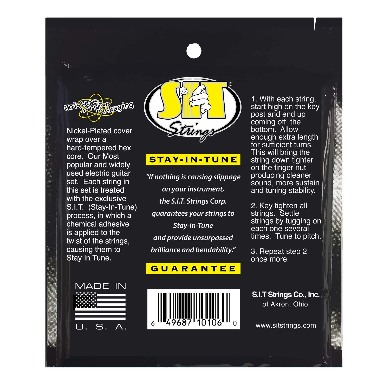 SIT Power Wound Nickel Electric Guitar Strings 10-46 Light Gauge (S1046) - Perfect for Rock, Blues & Studio Recording