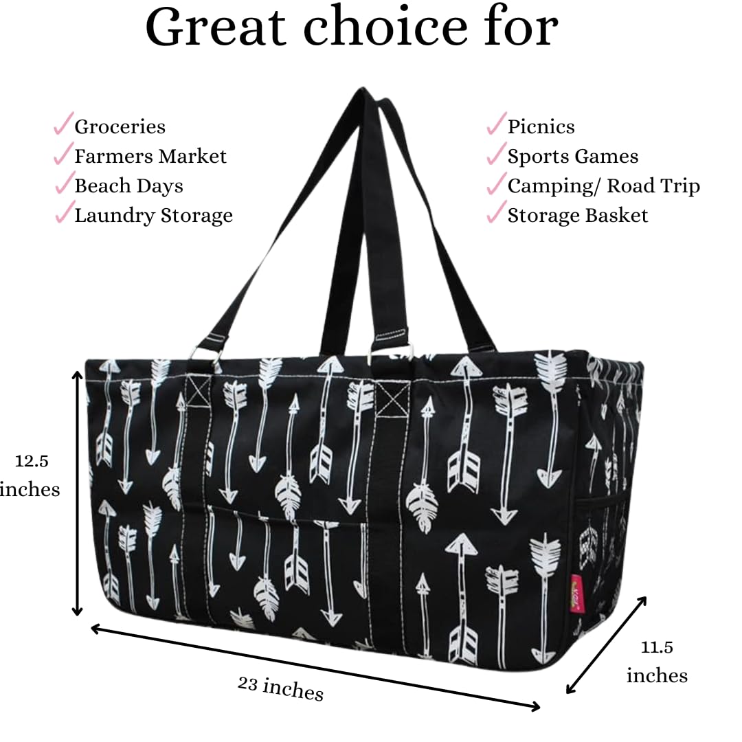 NGIL Large Reusable Grocery Tote Bag - Foldable for Shopping, Beach & Picnic