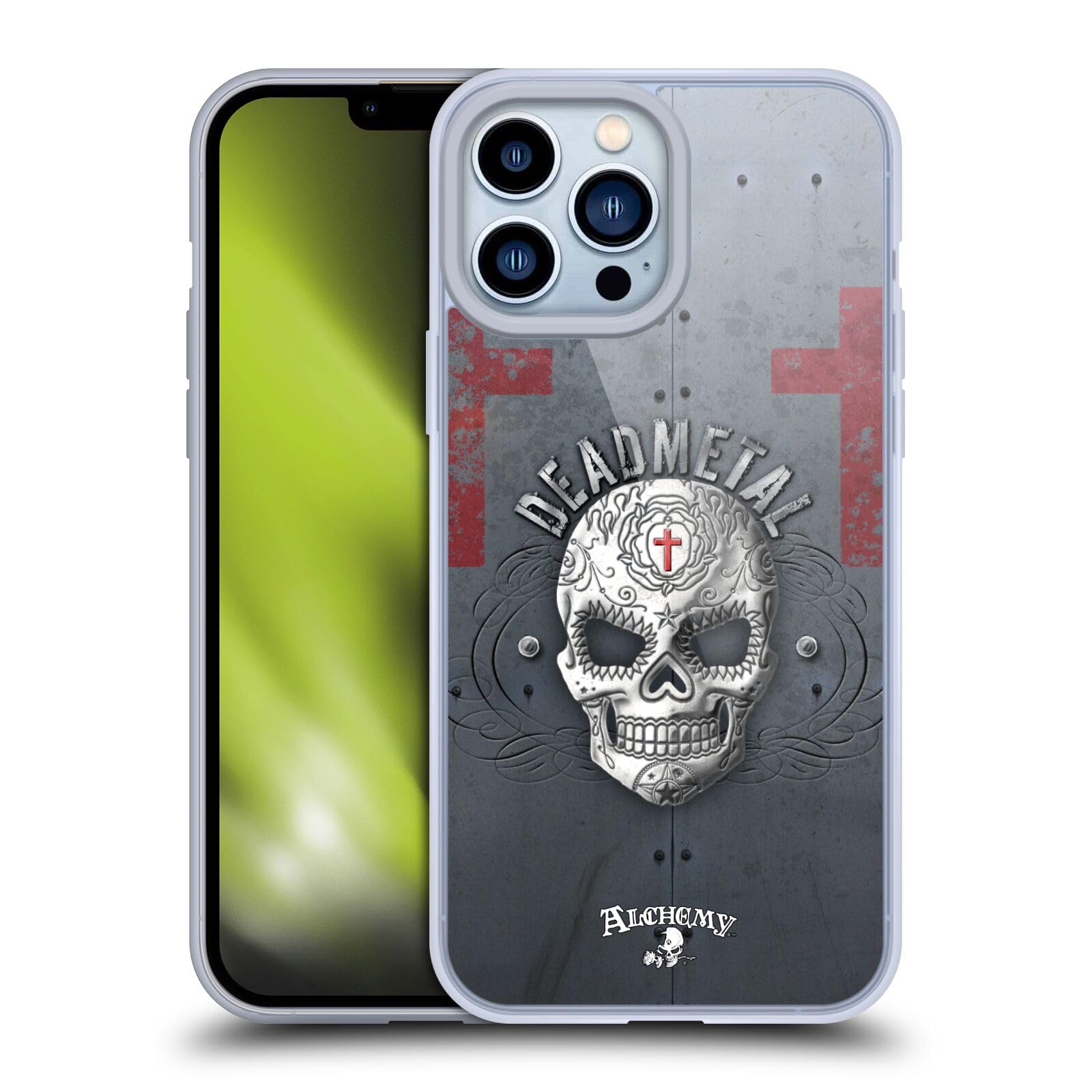 Officially Licensed Alchemy Gothic Dead Metal Skull Soft Gel Case for Apple iPhone 13 Pro Max - Gothic Horror Style Protective Phone Cover for Halloween, Concerts & Dark Aesthetic Lovers