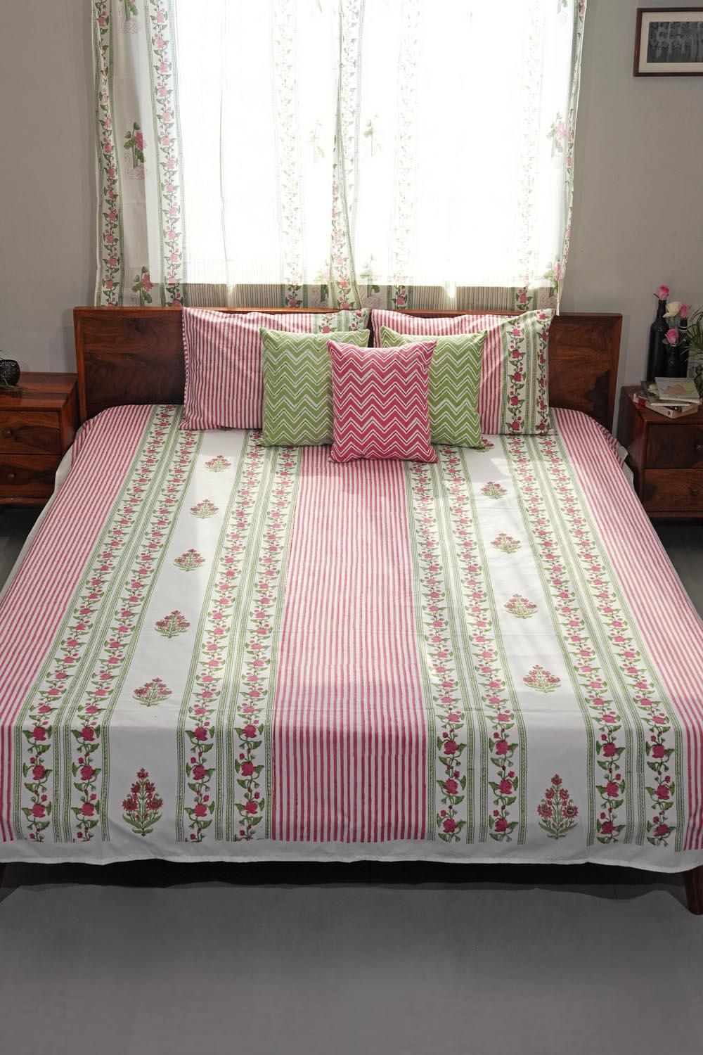 Artisan's Dream Hand Block Printed Cotton Percale Bedsheet - Premium 100% Cotton Bedding Set for Home & Hotel Use - Soft, Breathable & Durable Sheets for Ultimate Comfort