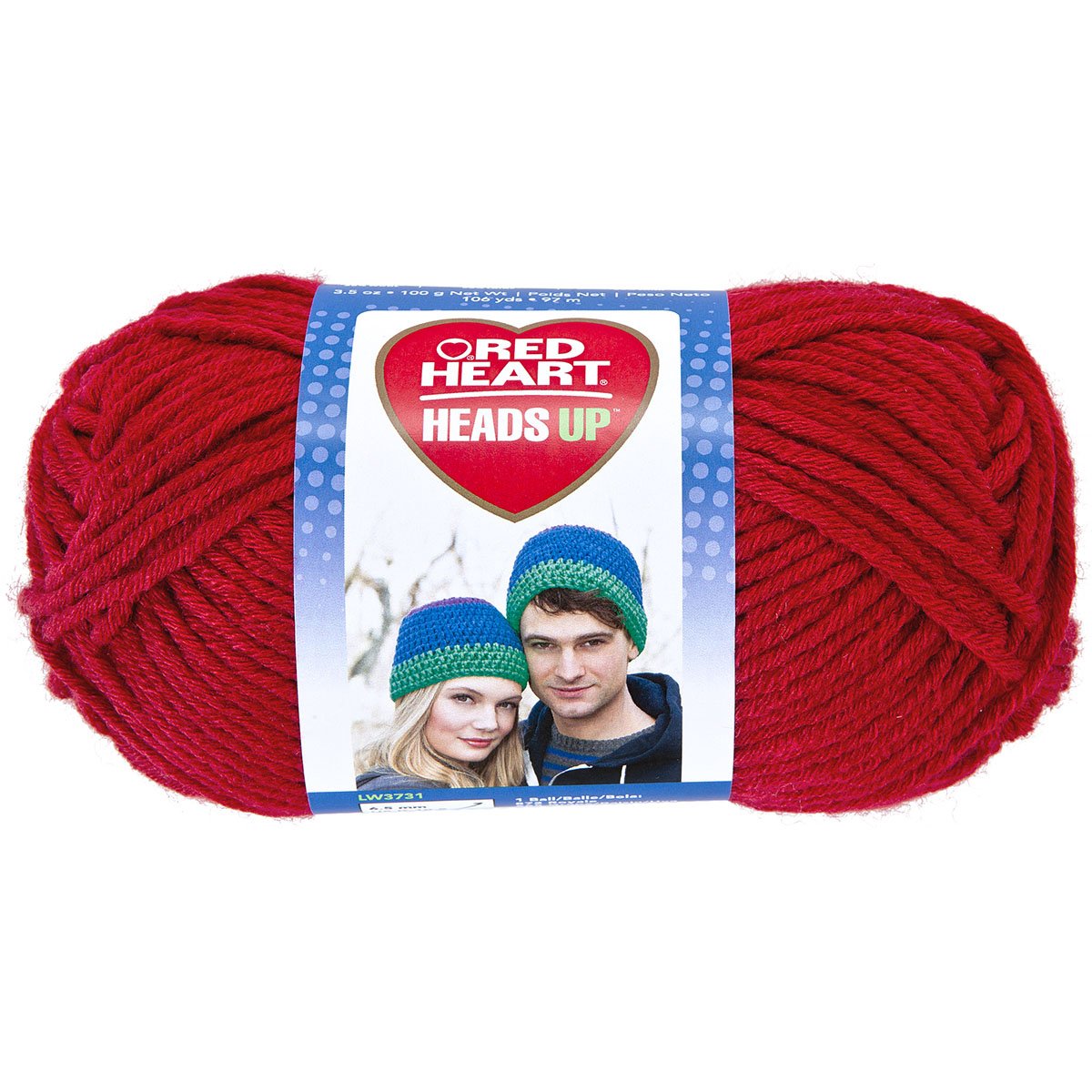 RED HEART Heads Up Yarn, True Red - Premium Knitting Yarn for Scarves, Hats & DIY Crafts - Soft & Durable Crochet Yarn for Beginners & Experts