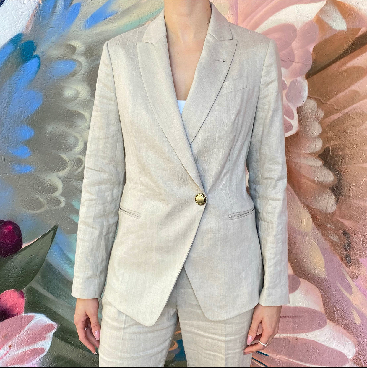 Brunello Cucinelli Natural Linen Pants Suit for Women - Comfortable Summer Business Casual Outfit - Perfect for Office Wear, Travel & Special Occasions