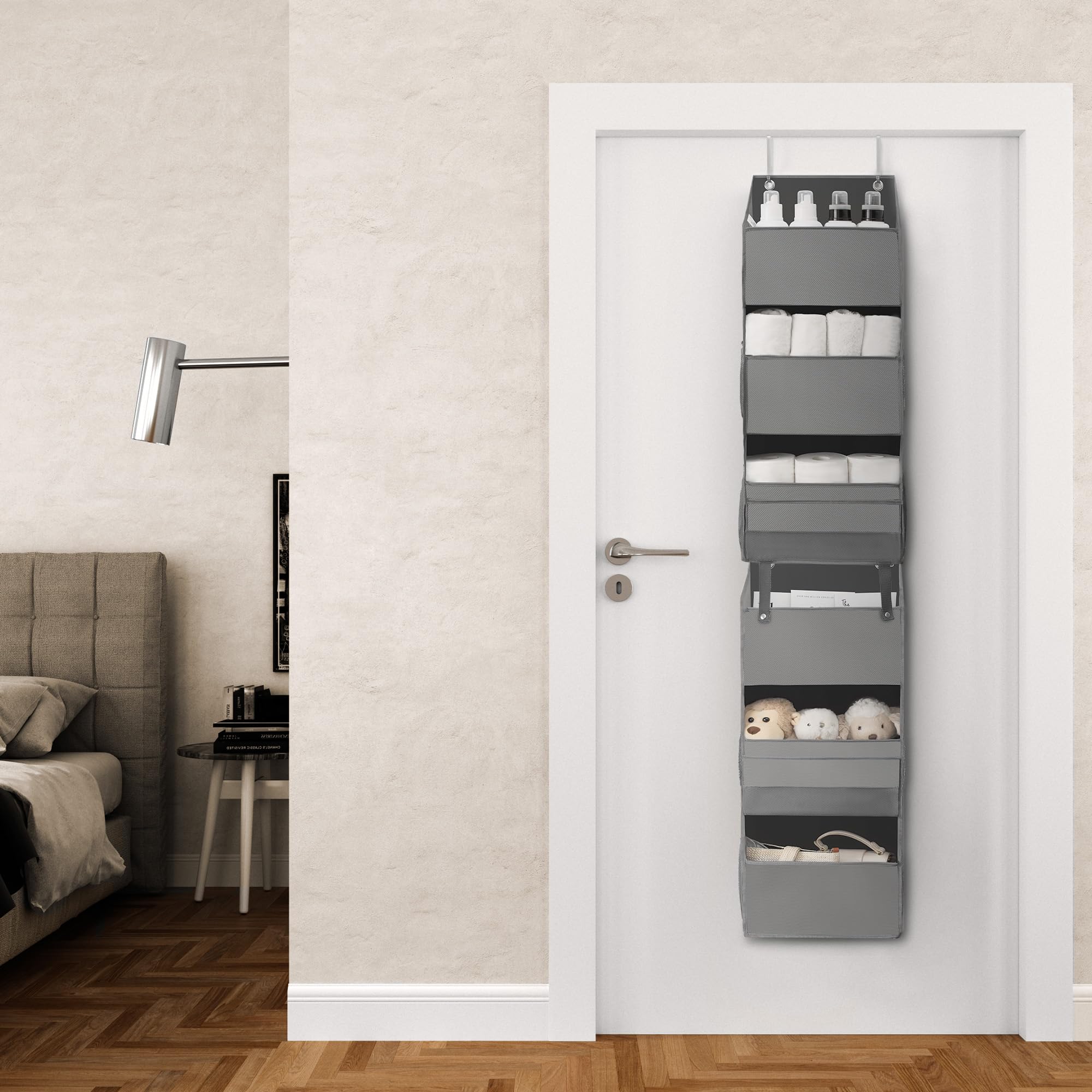 GRANNY SAYS 6-Shelf Over The Door Organizer - Gray Space Saving Storage for Closet, Bathroom & Bedroom - Hanging Door Shelves for Shoes, Towels & Accessories - Perfect for Small Spaces & Home Organization