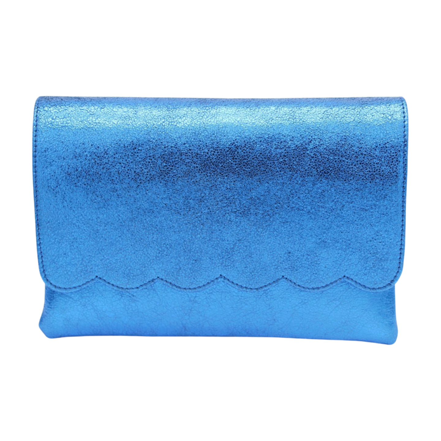 MARIAN Royal Blue Metallic Leather Clutch Bag for Women - Elegant Evening Clutch with Shimmer Finish - Perfect for Parties, Weddings & Special Occasions