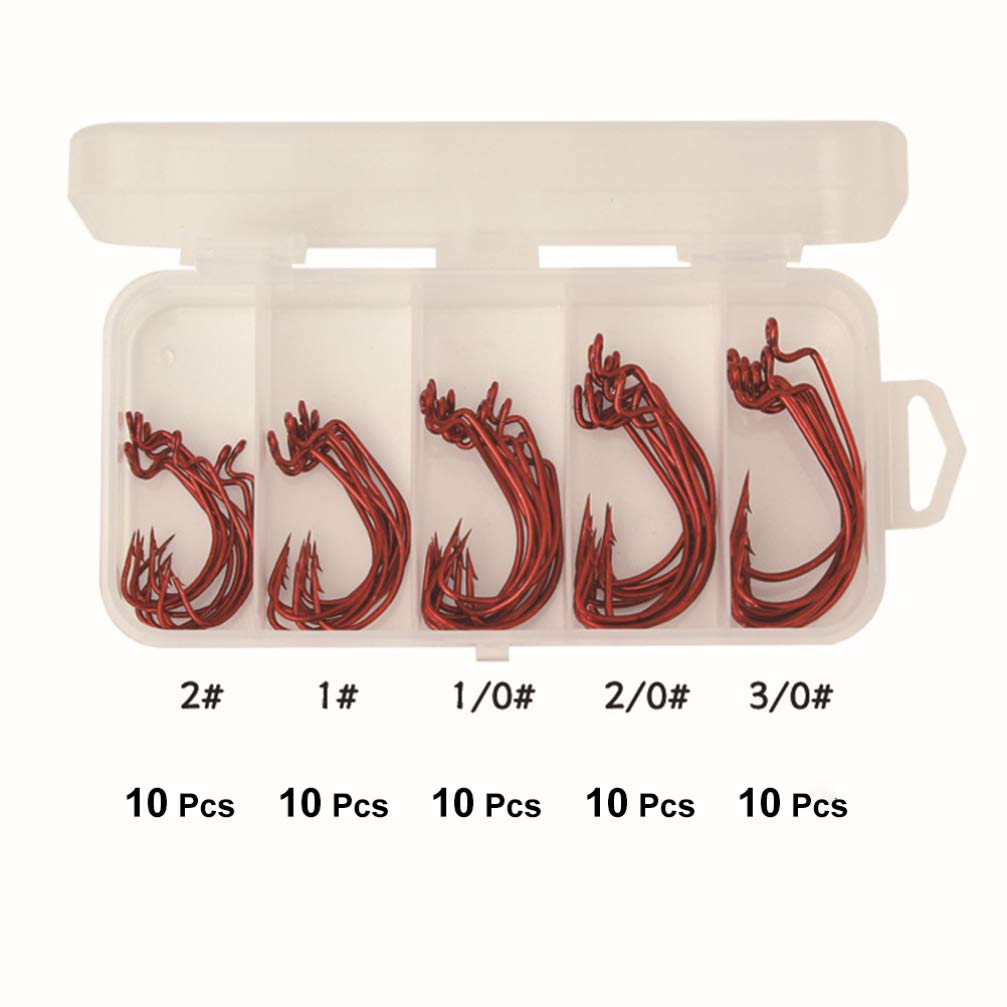 150 Pcs Carbon Steel Offset Fishing Hooks - Sharp & Durable for Freshwater & Saltwater Fishing - Ideal for Bass, Trout, and Catfish Angling