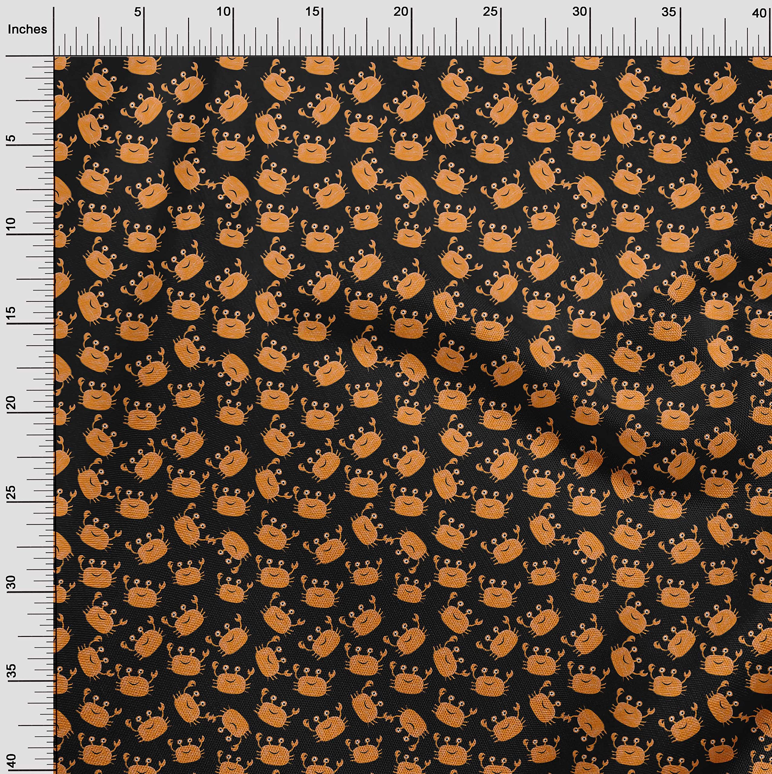 Premium 100% Cotton Cambric Orange Fabric for Kids - DIY Crab Print Sewing Material by The Yard, 42 Inch Wide - Perfect for Children's Clothing, Costumes & Craft Projects