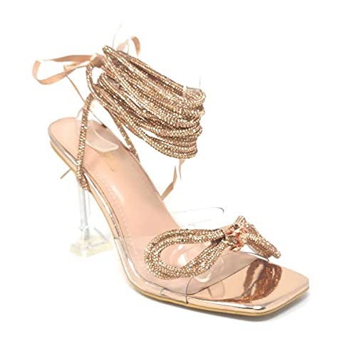 Sparkly Rhinestone Ankle Strap Platform Heels for Women - Chunky High Heel Party Sandals & Evening Pumps | Perfect for Weddings, Prom, Night Out & Special Occasions