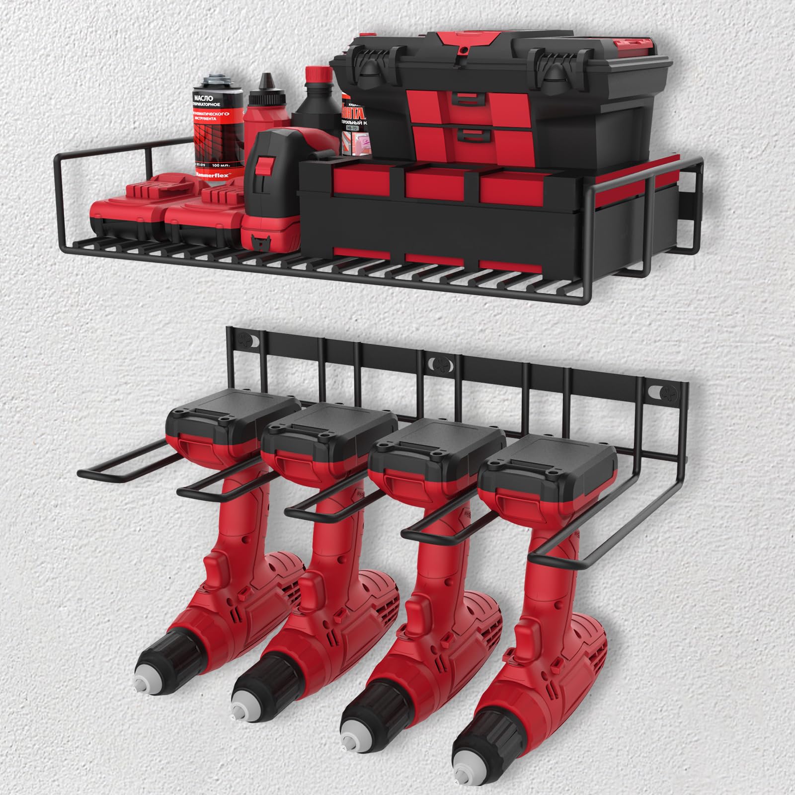 Heavy Duty Wall Mount Power Tool Organizer - Cordless Drill Holder & Garage Storage Rack for Tool Box Organization | Perfect for Workshop, Garage, and DIY Projects