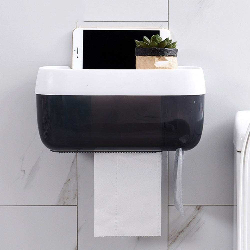 ZHHK Punch-Free Waterproof Napkin Holder - Multi-Functional Storage Box for Garbage Bags, Toilet Paper & Phone - Serrated Paper Dispenser for Kitchen, Bathroom & Office Organization