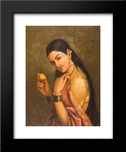 Raja Ravi Varma Framed Art Print - Woman Holding Fruit 15x18 Inches - Vintage Indian Art for Home Decor & Living Room Wall Art