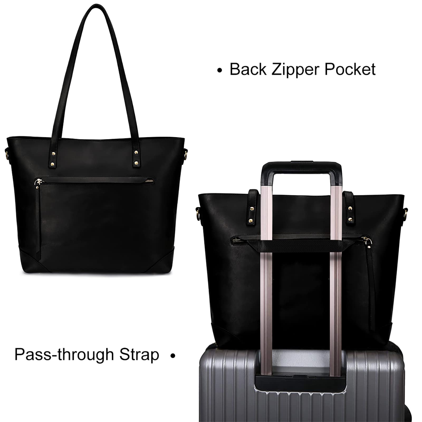 S-ZONE Women's Genuine Leather Tote Bag Set with RFID Blocking Faux Leather Crossbody Phone Purse - Stylish Work Bag & Travel Companion for Office, Shopping & Daily Use