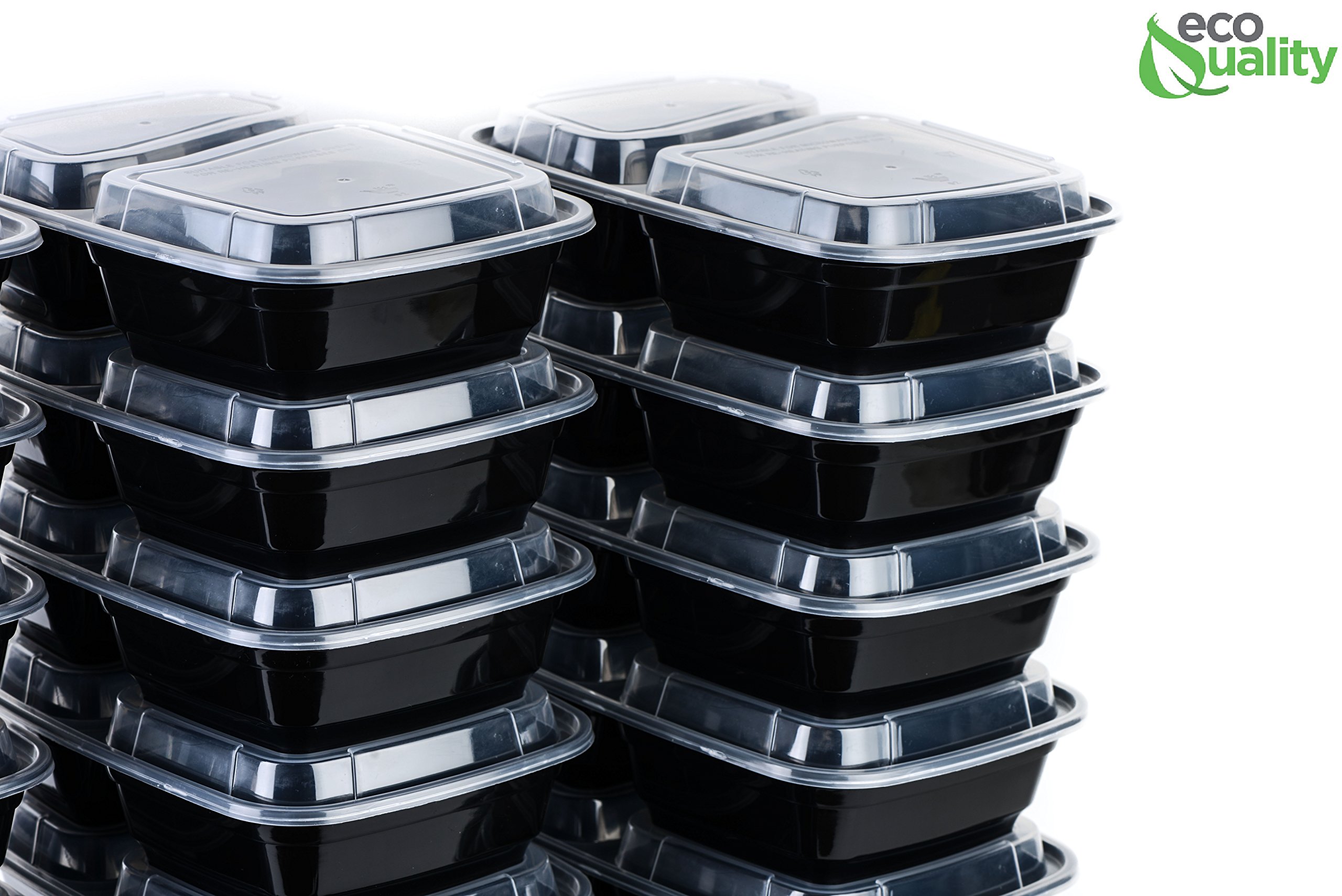 EcoQuality 150-Pack 28oz Bento Box Meal Prep Containers with Lids - 2 Compartment Reusable Food Storage Containers | BPA Free, Stackable, Microwave/Dishwasher/Freezer Safe | Perfect for Meal Prepping, Office Lunches & Leftovers Storage