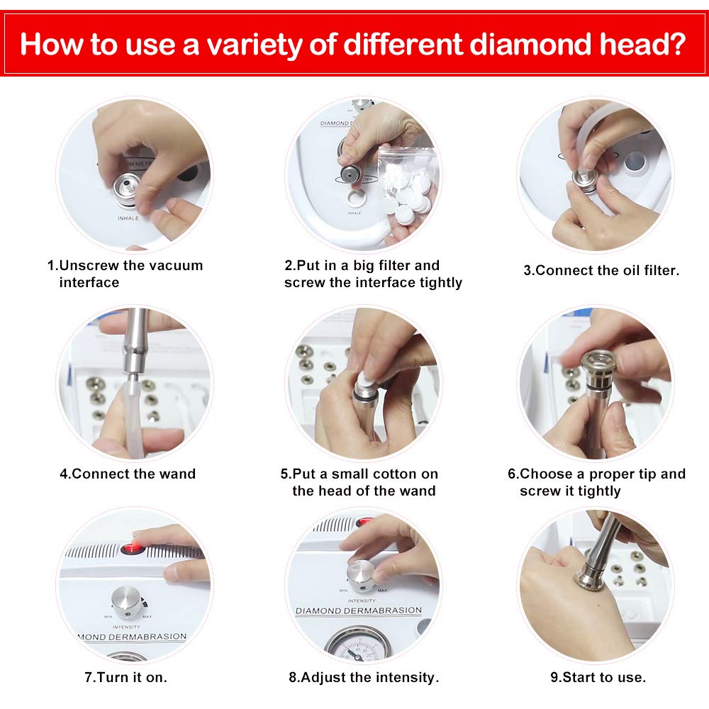 Professional Diamond Microdermabrasion Machine for Face - 65-68cmHg Suction Power, At-Home Facial Care & Skin Exfoliation Tool - Perfect for Anti-Aging, Blackhead Removal & Glowing Skin