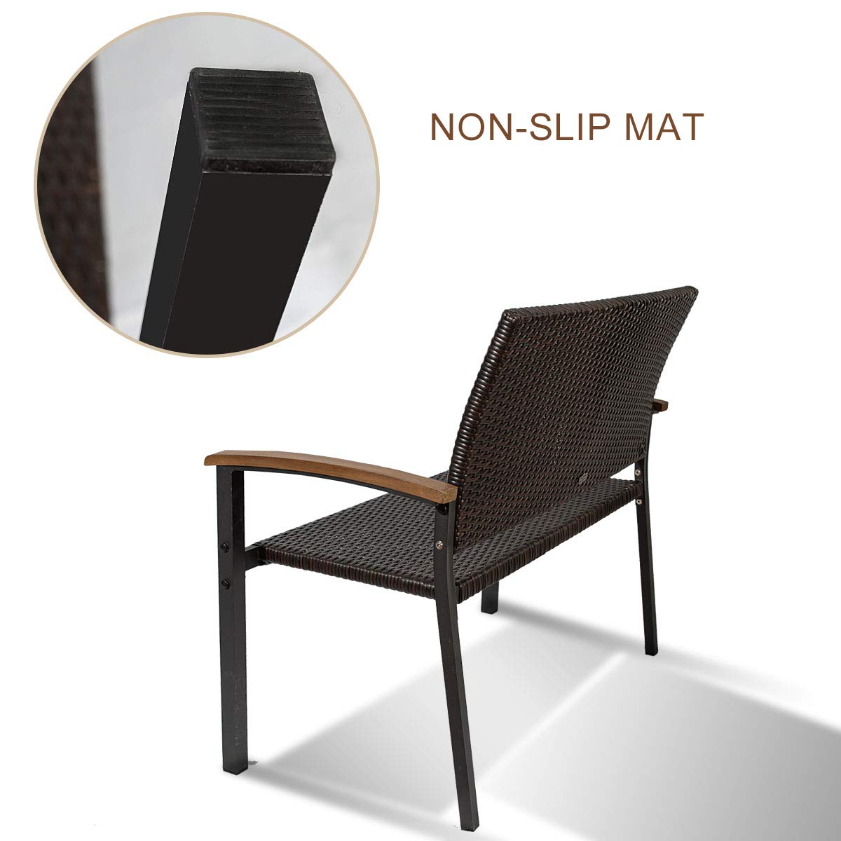 Rattan Patio Garden Bench - Outdoor Wicker Loveseat with Curved Backrest & Armrests | Durable Weather-Resistant Rattan Furniture for Porch, Deck, Backyard & Garden Seating