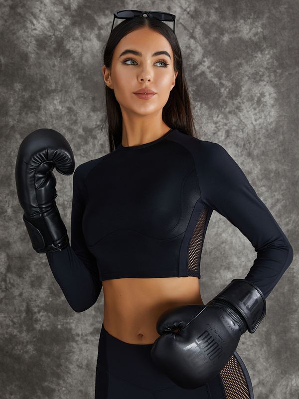 ZASUWA Women's High Waist PU Leather Thumbhole Workout Leggings - Tummy Control & Hip Lift for Yoga, Running, Gym & Fitness