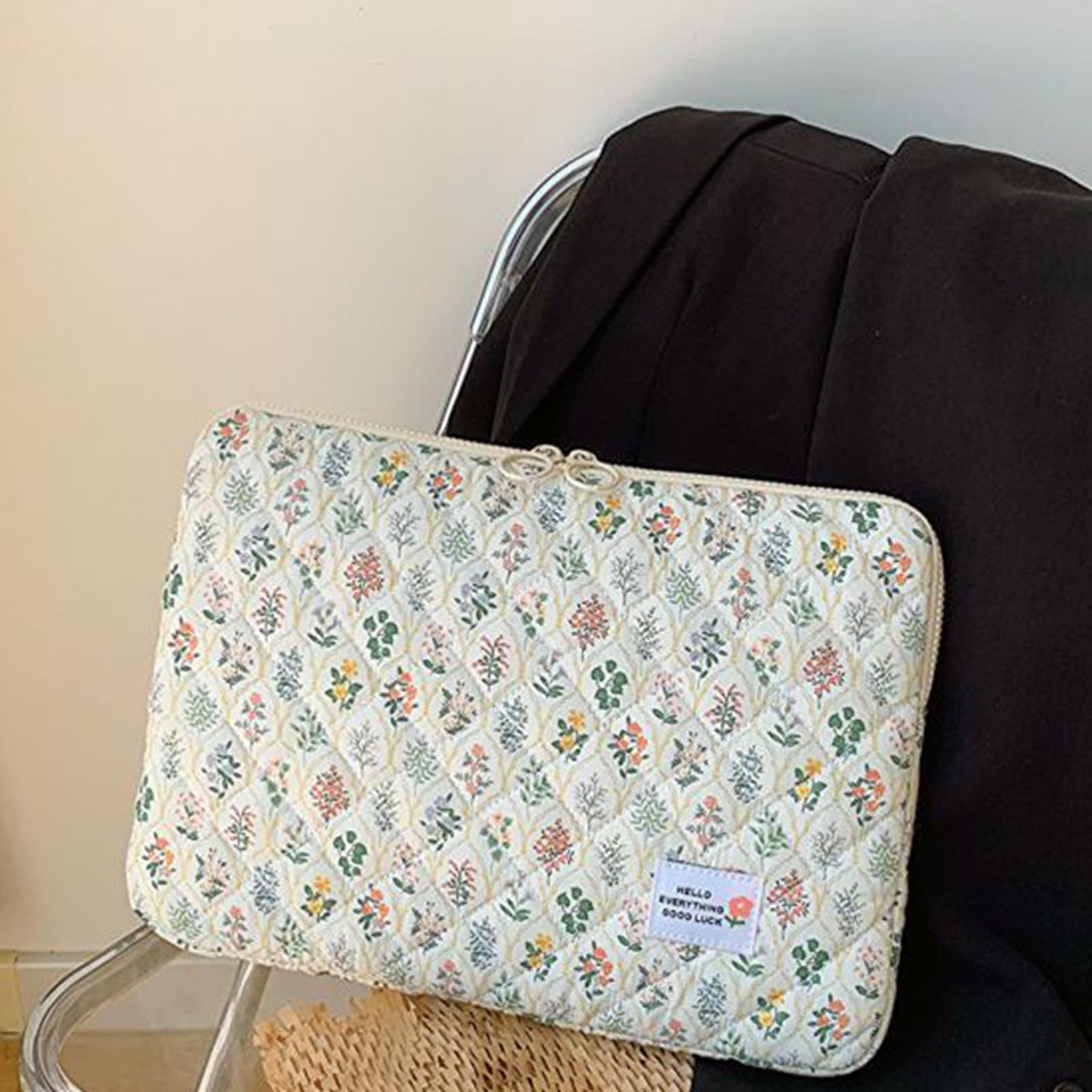Floral Laptop Sleeve Bag for 13-15 Inch Notebooks - Cute Flower Print Protective Case for MacBook, Dell, HP - Perfect for Work, School & Travel Accessories