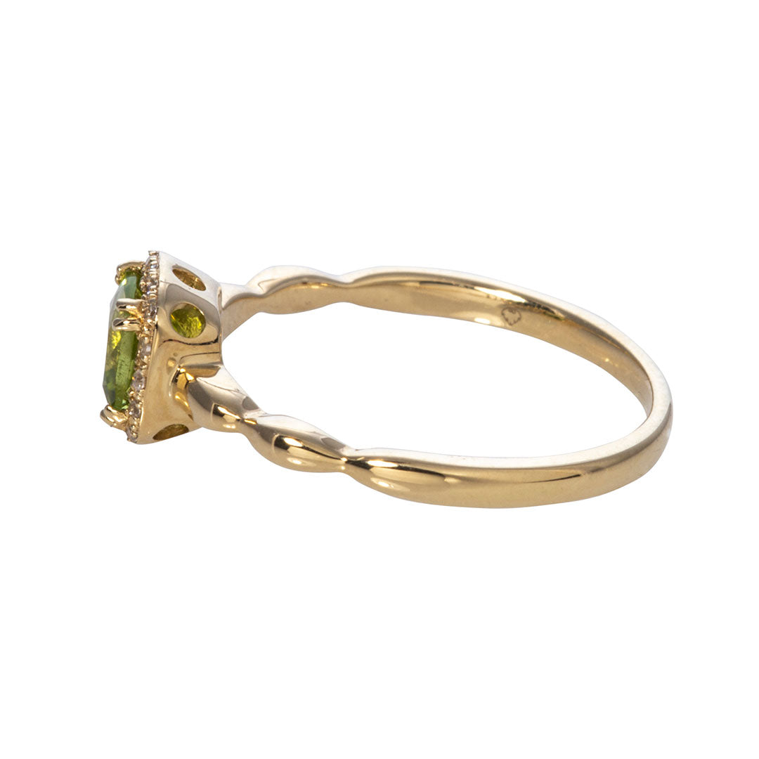 Peridot & Diamond Halo 14K Yellow Gold Ring for Women - Elegant Birthstone Jewelry Gift for August, Wedding, Anniversary & Special Occasions