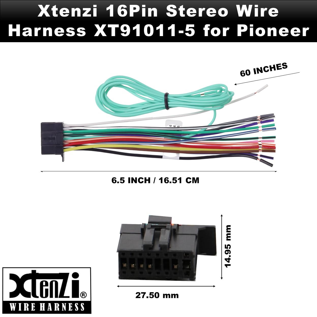 16Pin Car Radio Power Wire Harness Connector for Pioneer BV9973/BV9976/BV9978/BV9979B/BV9980BT - XT91011-5 | Easy DIY Installation & Stereo Upgrade Accessory