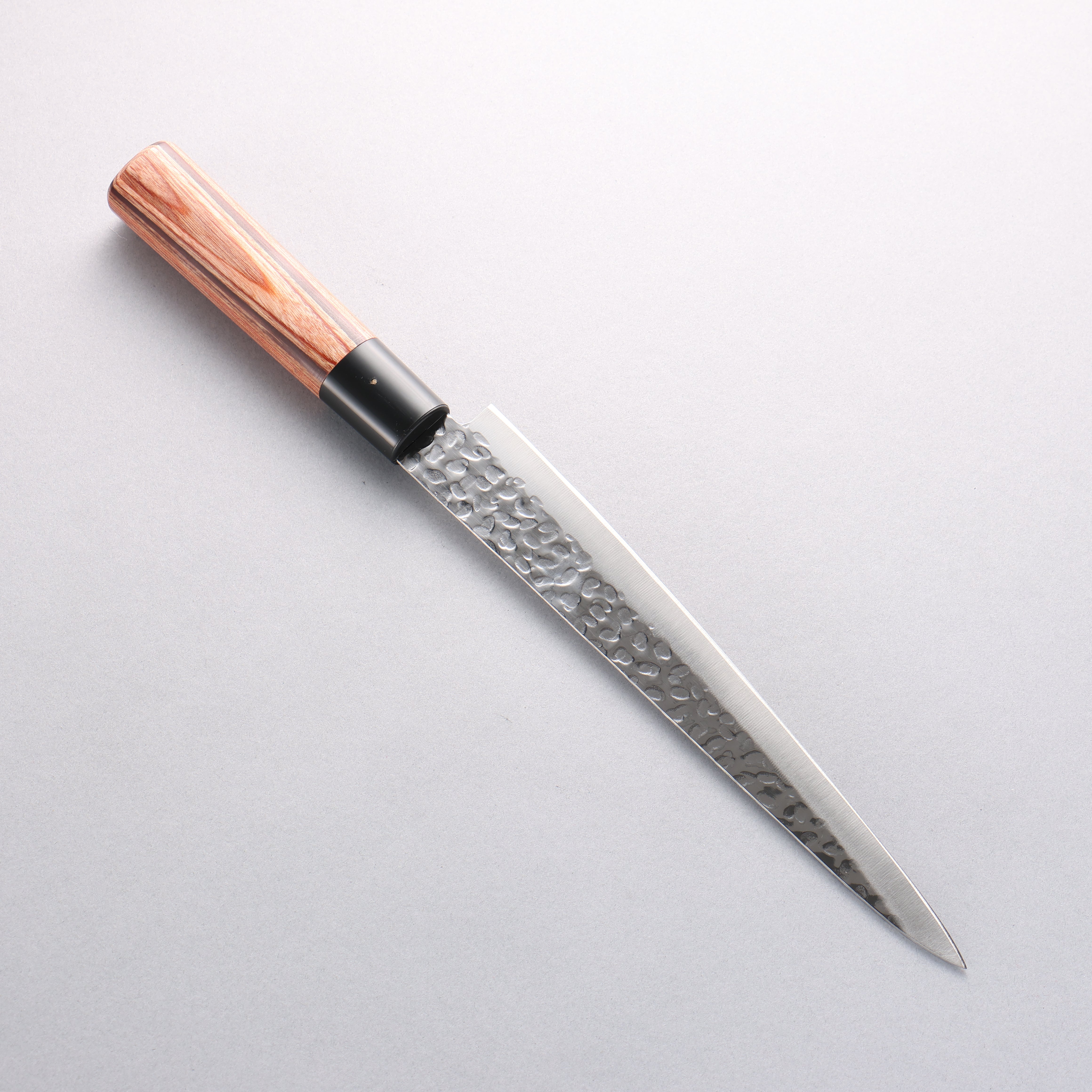 Kanetsune DSR 1K6 Hammered Sujihiki Knife 210mm - Japanese Chef's Knife with Red Pakkawood Handle - Perfect for Slicing Sashimi, Meat & Sushi Preparation