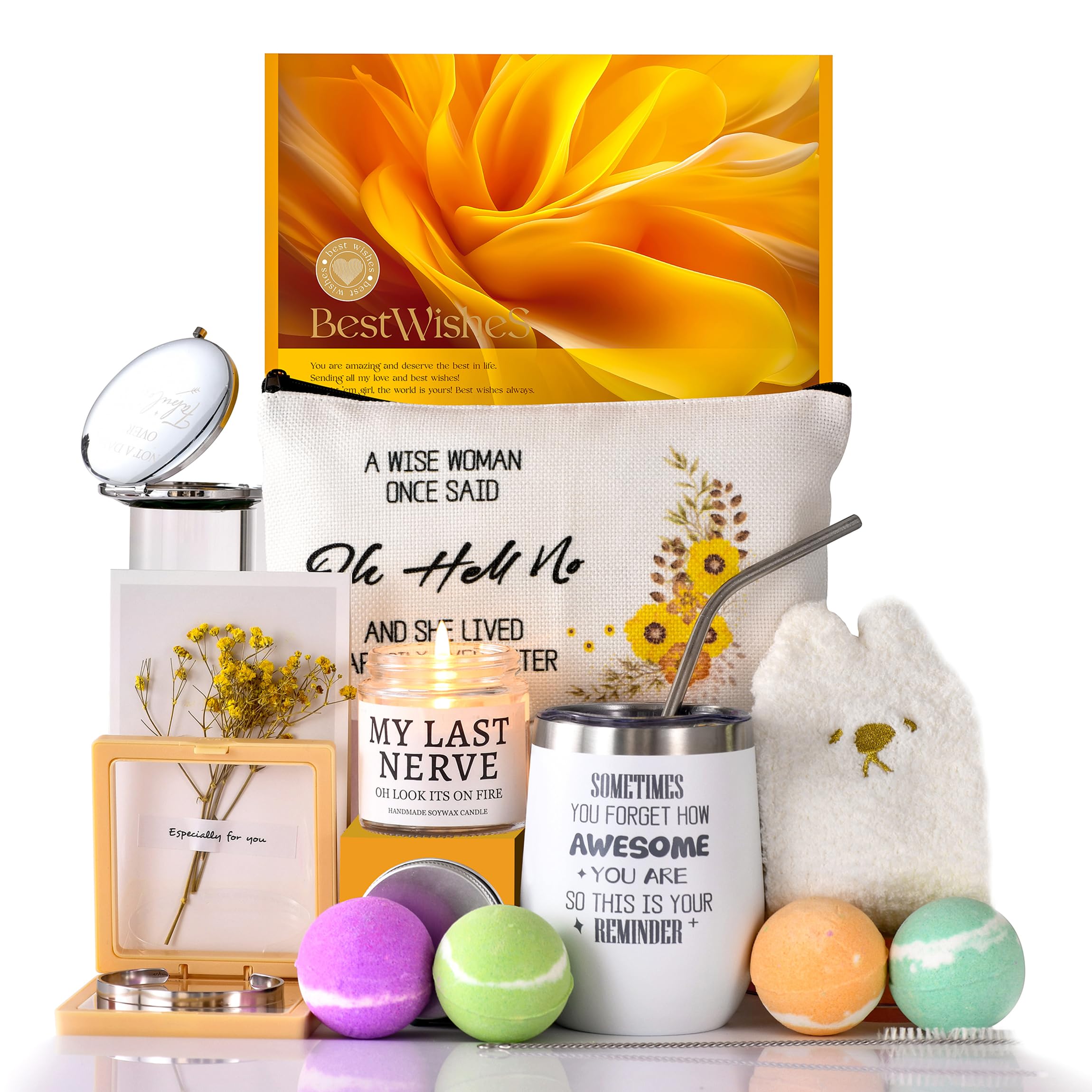 **Personalized Birthday Gifts for Women - Thoughtful Gift Box Basket for Mom, Best Friend, Sister, Girlfriend, Wife, or Coworker - Funny Cup & Relaxing Spa Gift Set for Anniversary, Thank You, or Special Occasions - Perfect for Home, Office, or Spa Relaxation**