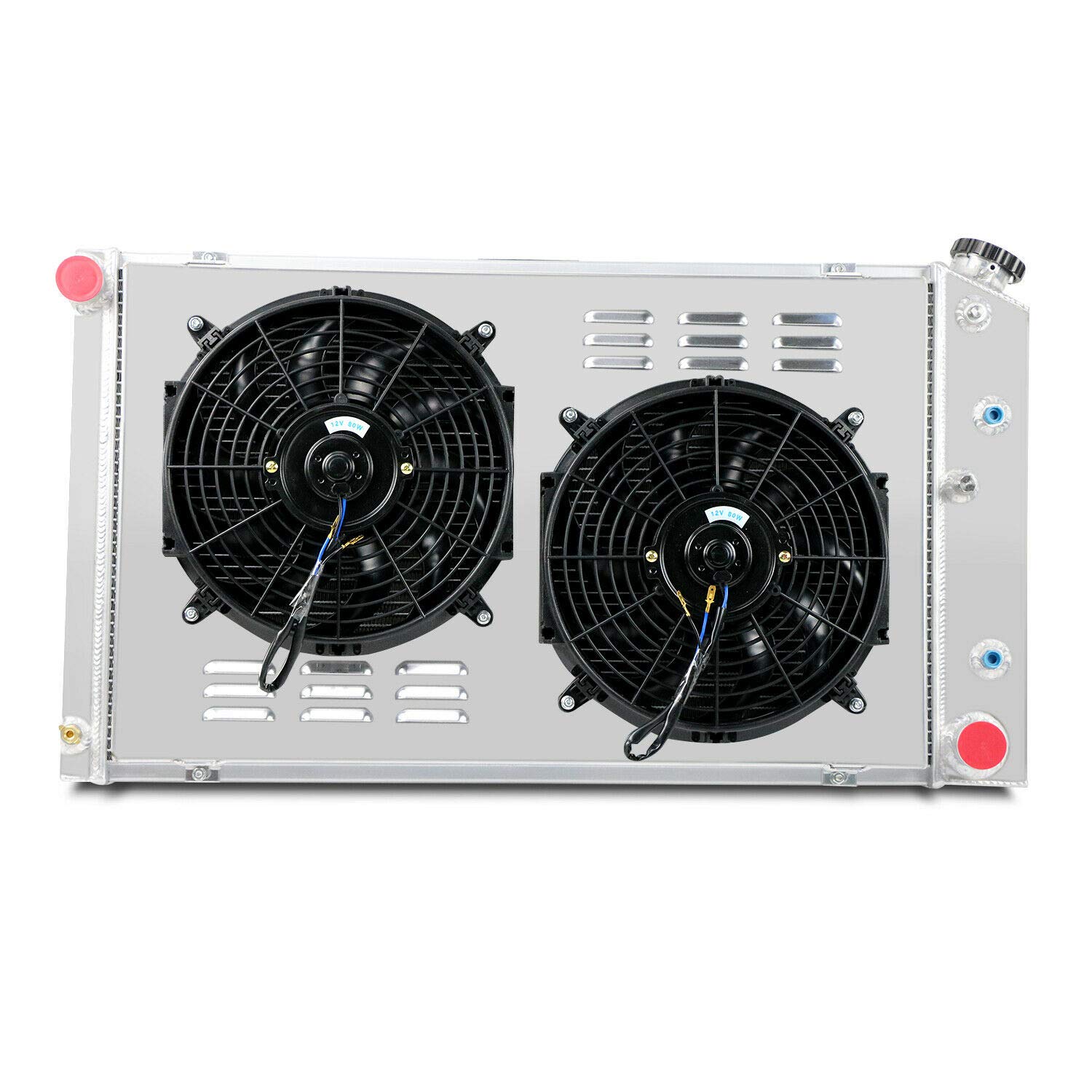 4 Row Aluminum Radiator Shroud Fan for 1970-1985 Chevy GMC C/K/G Series C10 C20 C25 C3500 - Heavy Duty Cooling Upgrade for Classic Trucks & Off-Road Vehicles