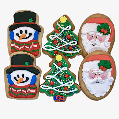 Christmas Cookie Assortment - 18 Individually Wrapped Decorated Shortbread Cookies with Bow by BakersDozenToGo | Perfect for Holiday Gifts, Parties & Cookie Exchanges