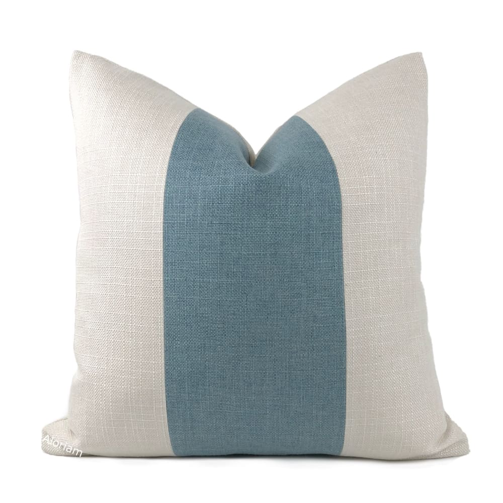 Hudson Mineral Blue and Creamy White Wide Panel Stripe Pillow Cover - Soft Decorative Throw Pillow Case for Sofa, Bed, Couch - Home Decor Accent for Living Room, Bedroom