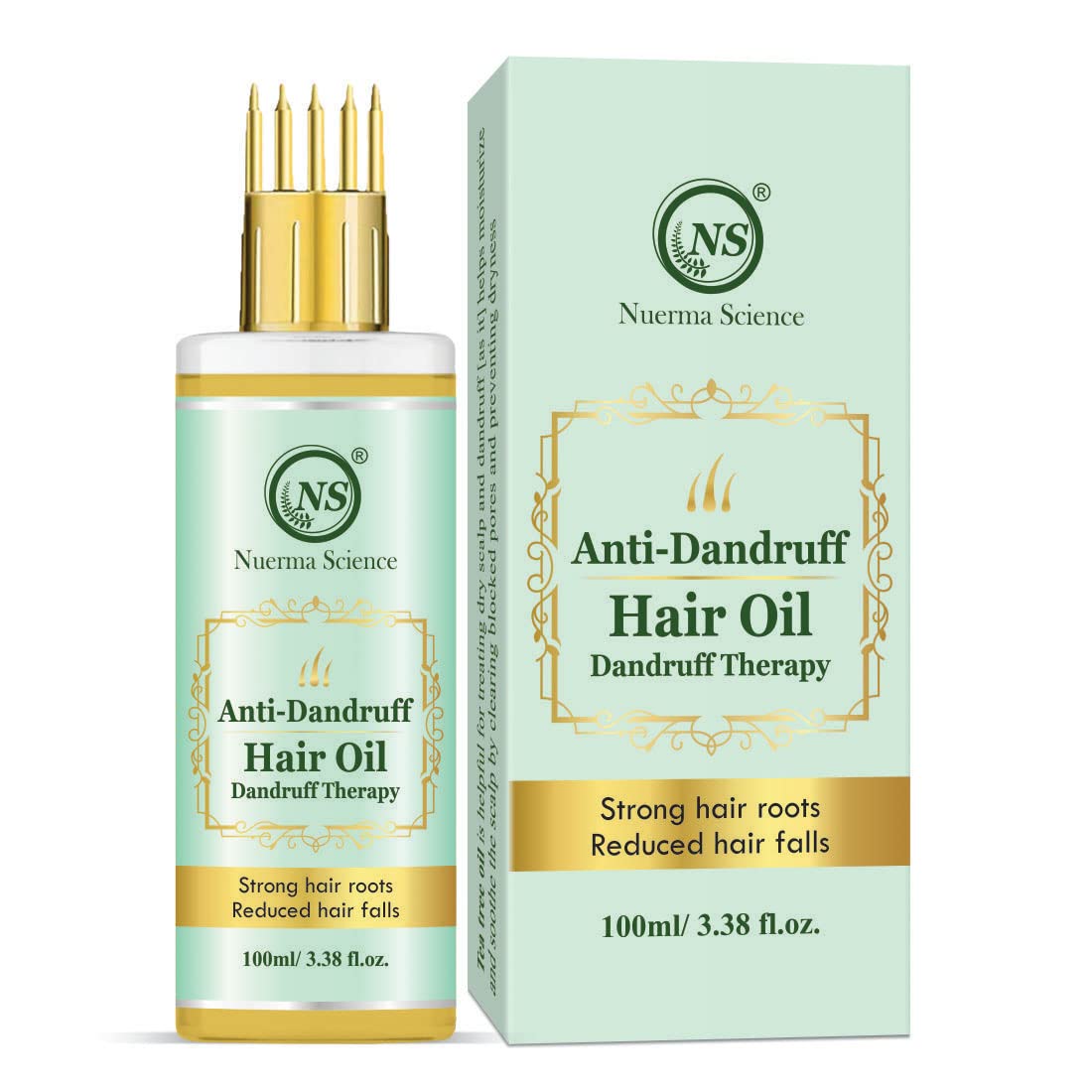 Nuerma Science Anti Dandruff Hair Oil 100ml - Tea Tree, Rosemary, Castor, Onion & Vitamin E Oil for Dandruff Control, Hair Fall Prevention & Hair Growth - Perfect for Scalp Care & Healthy Hair at Home