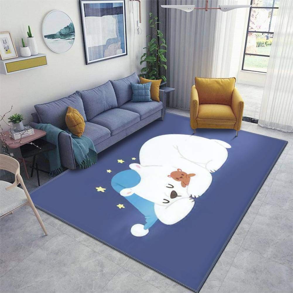 Polar White Bear Non-Slip Area Rug - Soft Cute Animal Floor Mat for Nursery, Living Room & Yoga | Indoor/Outdoor Door Mat & Runner Carpet - Perfect for Kids' Rooms, Home Decor and Fitness Spaces