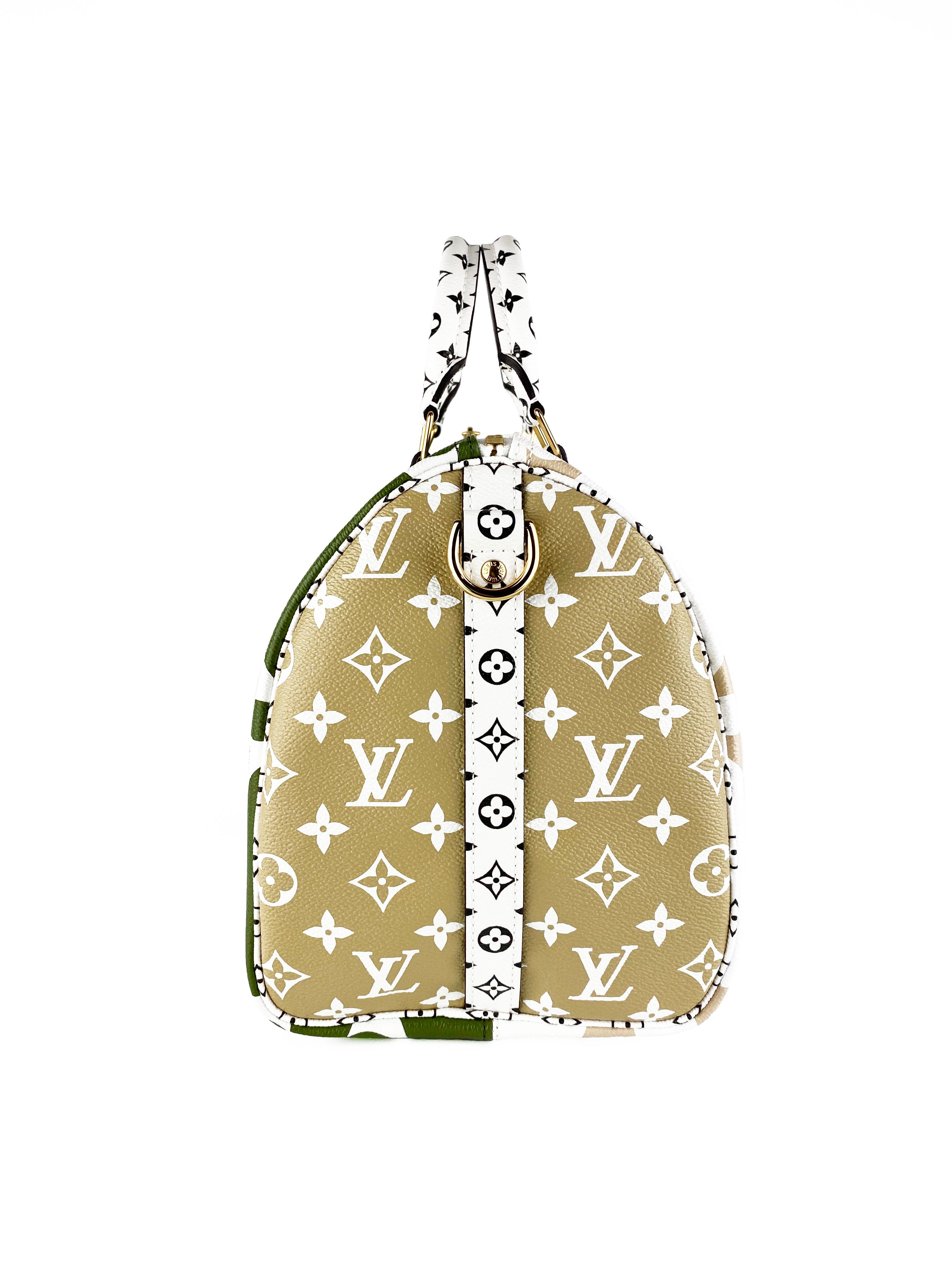 Authentic Louis Vuitton Speedy 30 Handbag in White & Khaki - Perfect for Work, Travel & Everyday Luxury Fashion Accessory