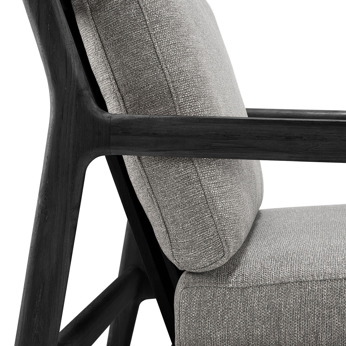 Outdoor Fabric Lounge Chair - Teak Black & Mocha - 76cm Patio Furniture for Garden, Poolside, Deck or Balcony Relaxation