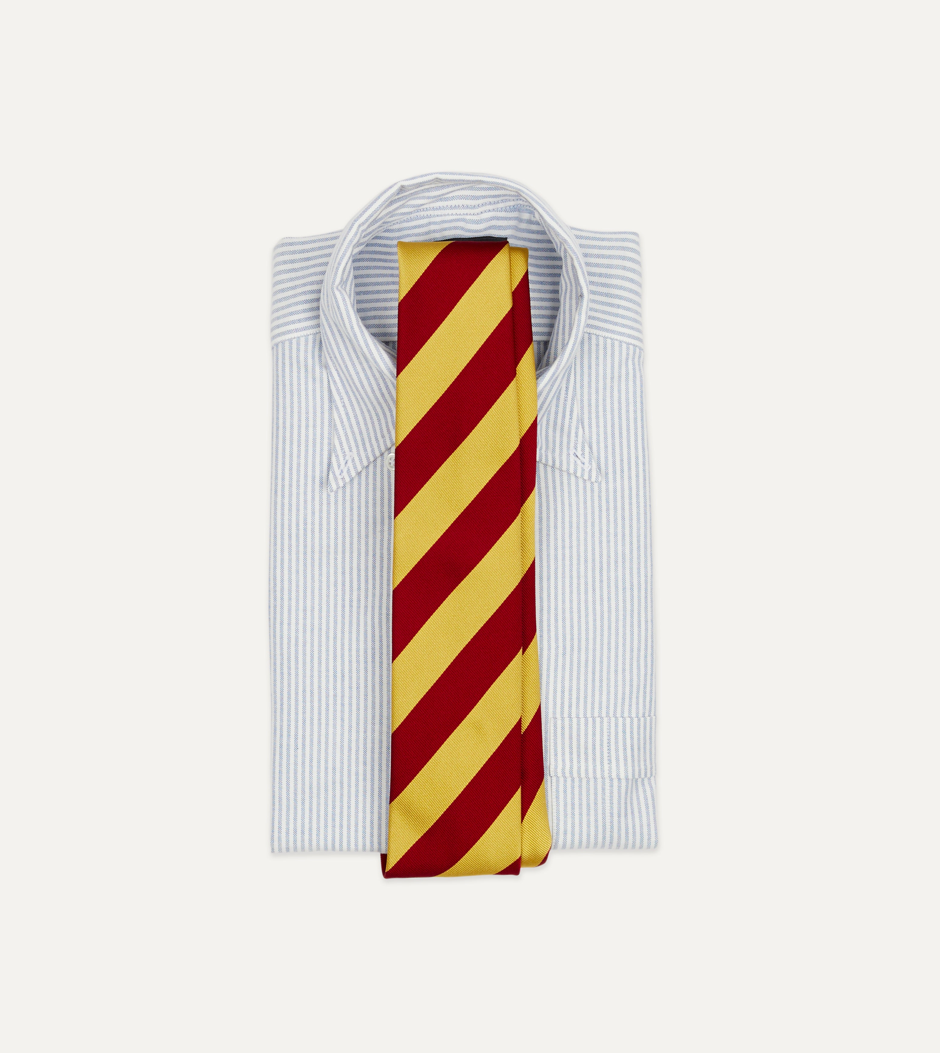Red and Yellow Striped Silk Necktie for Men - Elegant Formal Business Tie for Weddings, Office & Special Occasions