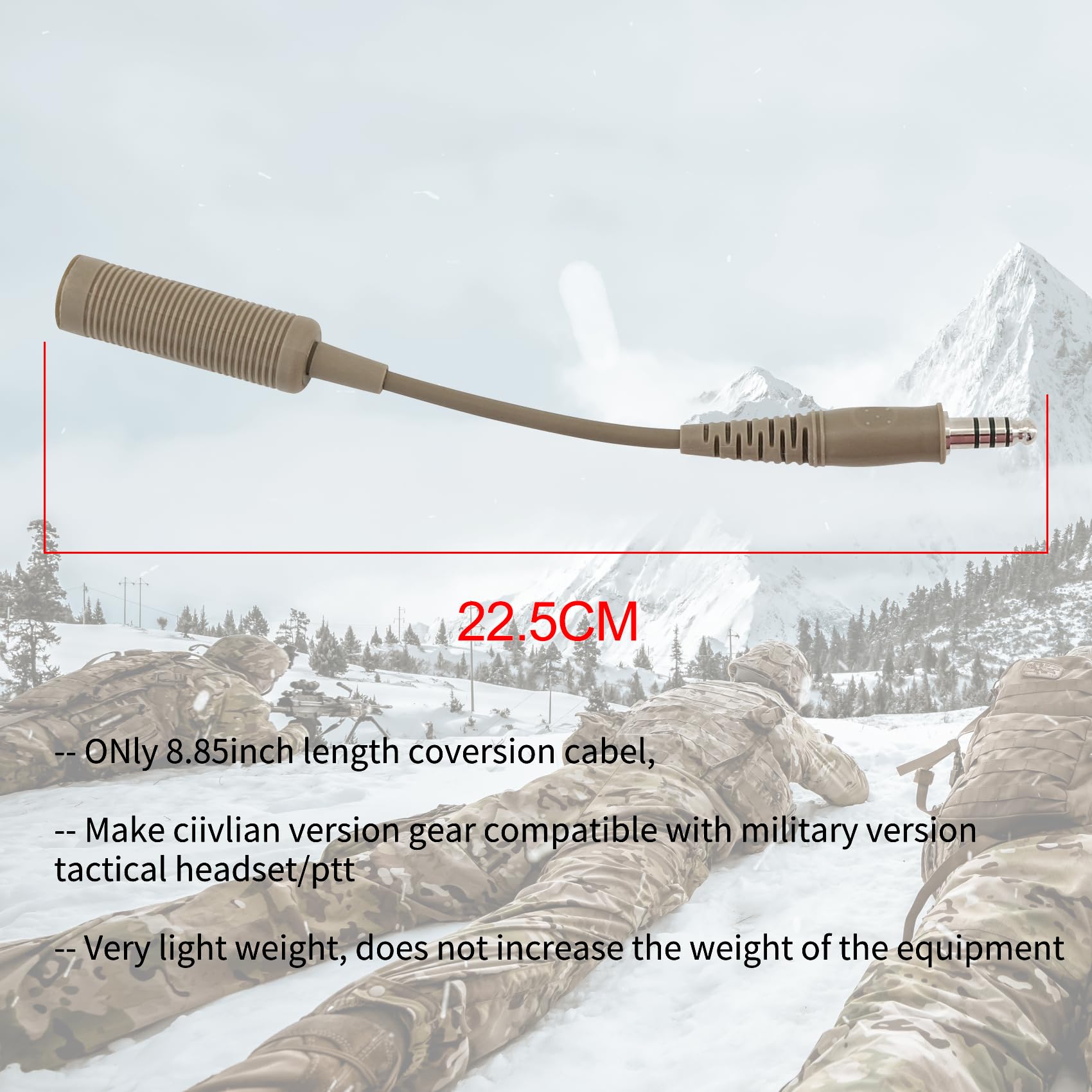 U94 PTT Push to Talk 2 Pin K-Plug & U174 Conversion Cable - Compatible with Tactical Headsets (7.00mm Plug) - Military Communication, Airsoft, and Outdoor Adventure Use