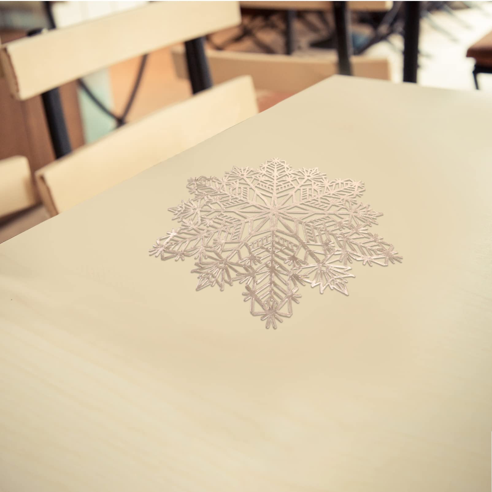 Hemoton 6-Piece Snowflake Table Mats Set - Washable Non-Slip Mug Placemats, Teapot Trivets & Coffee Cup Coasters for Christmas Party, Farmhouse Dining - PVC Bronzed Holiday Decor