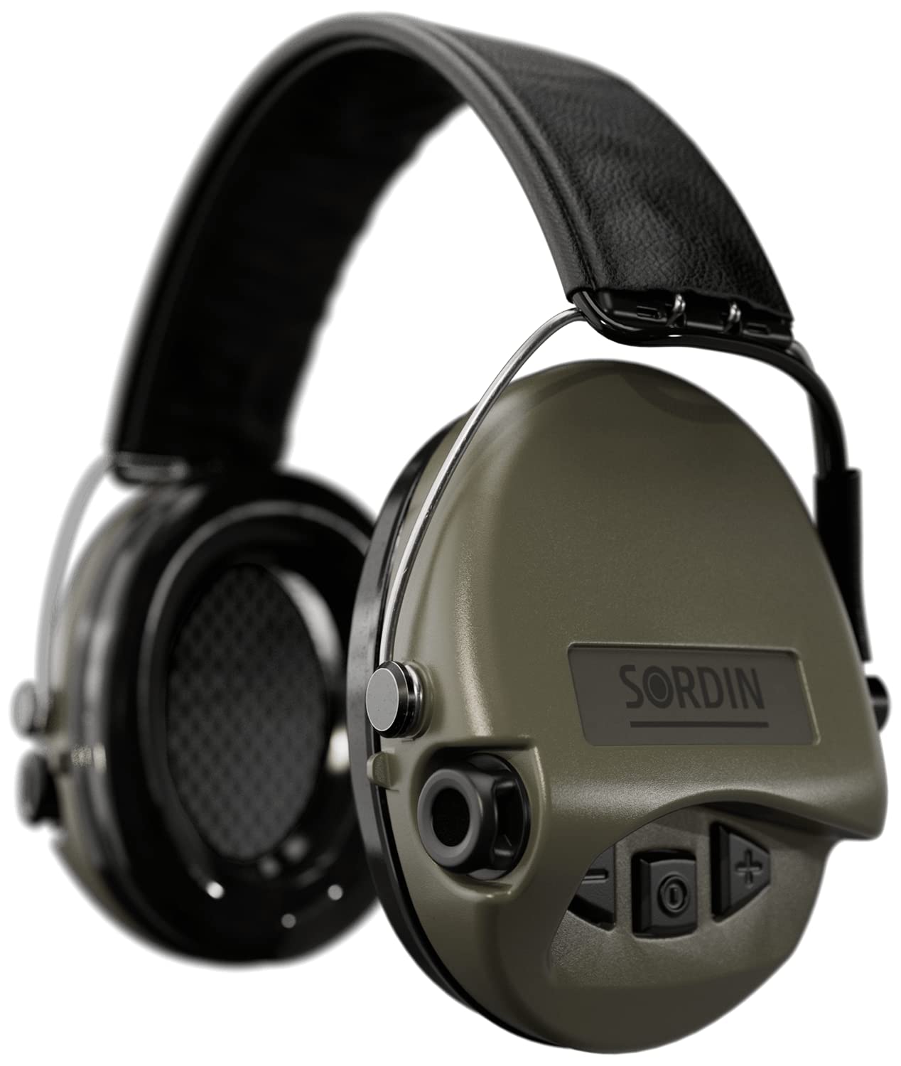 Sordin Supreme PRO Hearing Protection - Adjustable Noise Cancelling Earmuffs with Gel Seals & Leather Headband (Green) - Ideal for Shooting Range, Construction Work & Outdoor Activities