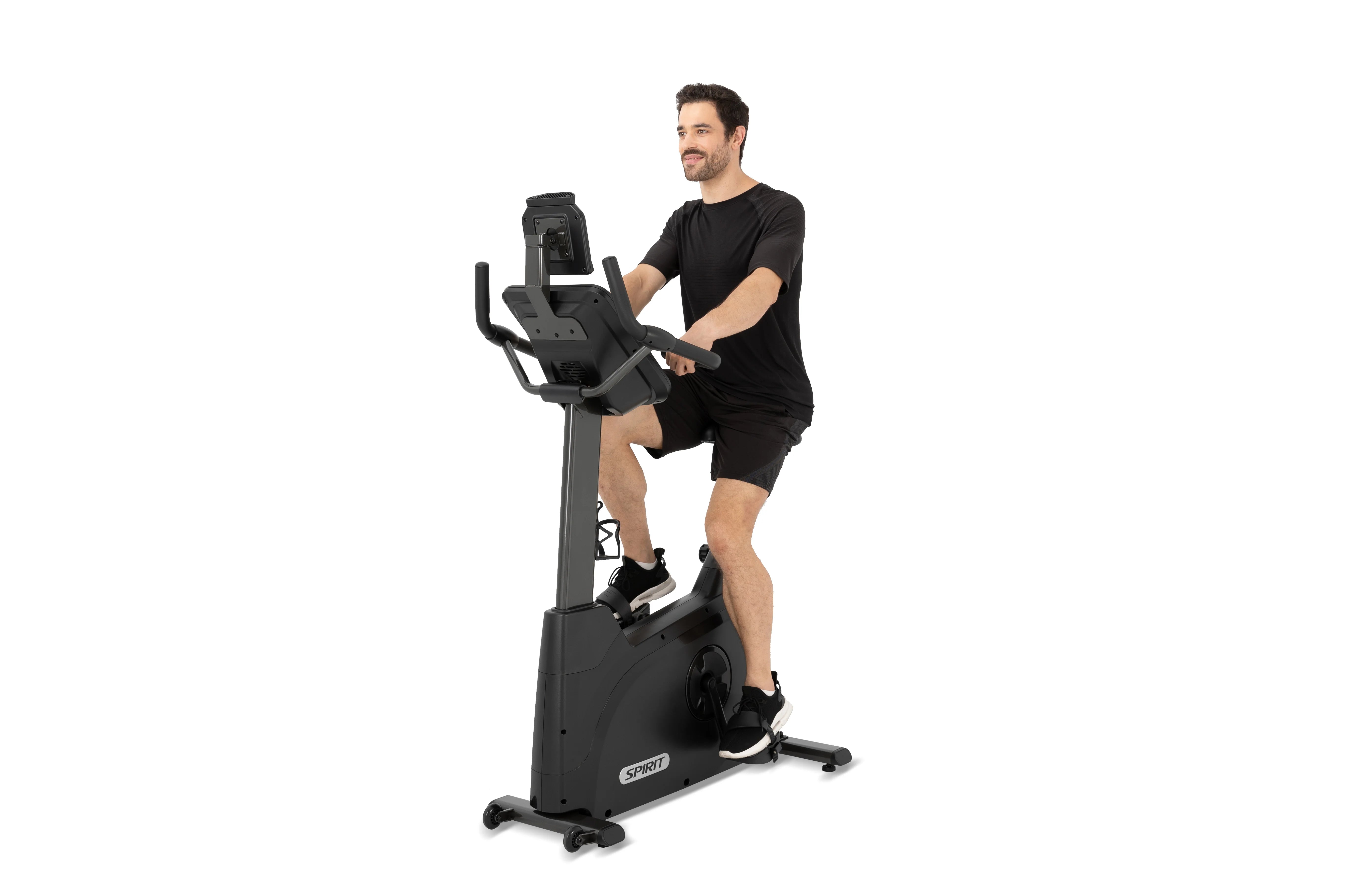 Spirit XBU55ENT Upright Exercise Bike with Entertainment Features - Home Gym Equipment for Cardio Workouts & Indoor Cycling Training - Perfect for Small Spaces & Apartment Fitness