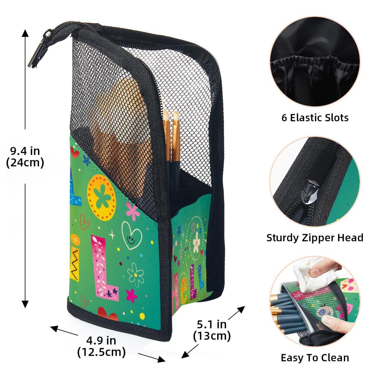 12-Piece Makeup Brush Organizer Bag with Flower Design - Portable Cosmetic Brush Holder Case for Travel & Home Storage | Hello April Collection