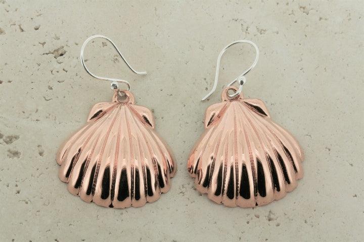 Copper Clam Shell Earrings for Women - Medium Size Boho Beach Jewelry - Perfect for Summer Vacations, Weddings, and Casual Outings