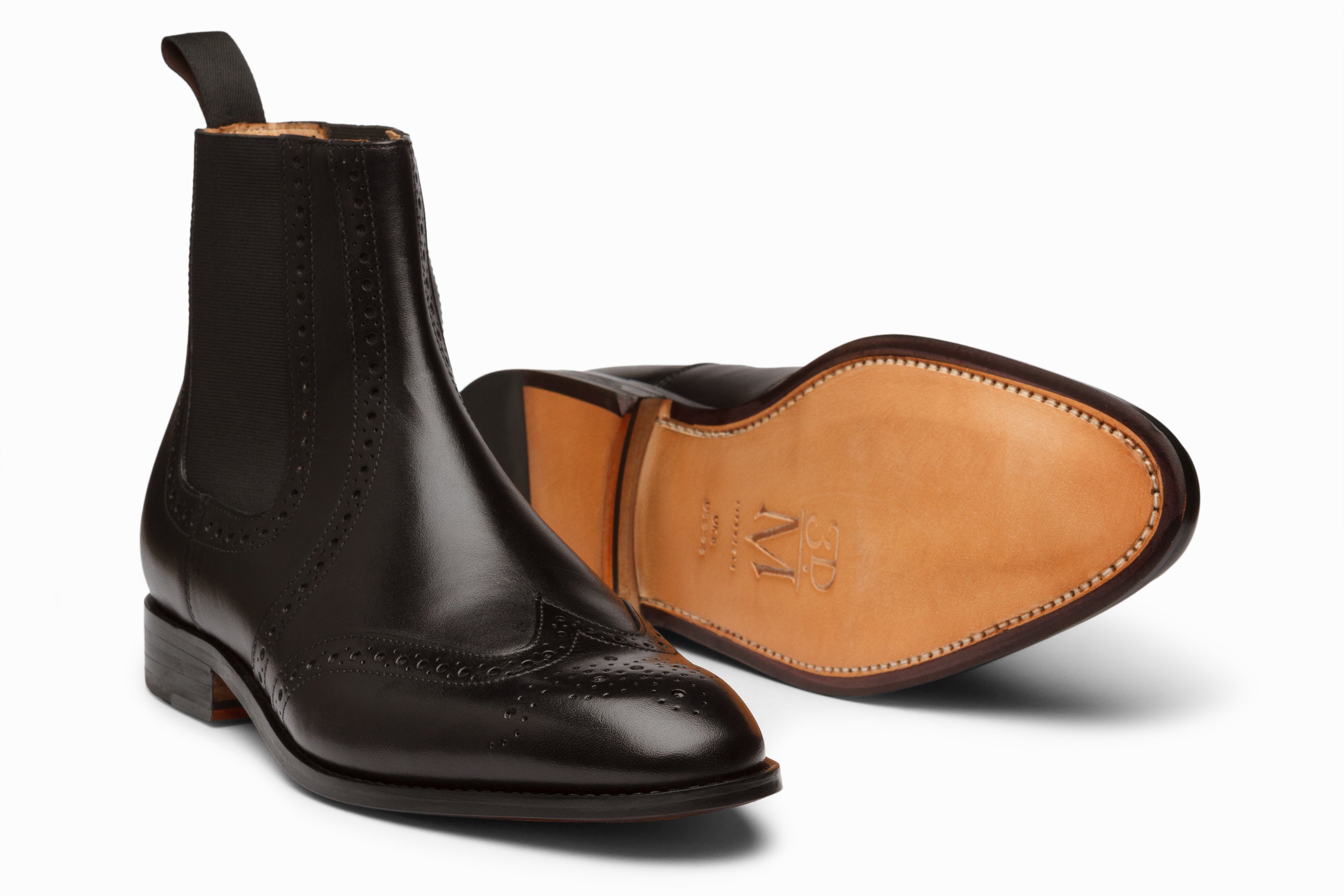 Premium Wingtip Chelsea Brogue Boots for Men - Stylish Black Leather Ankle Boots - Perfect for Office, Casual Wear & Formal Occasions