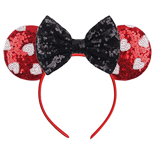 red ears white heart dots
