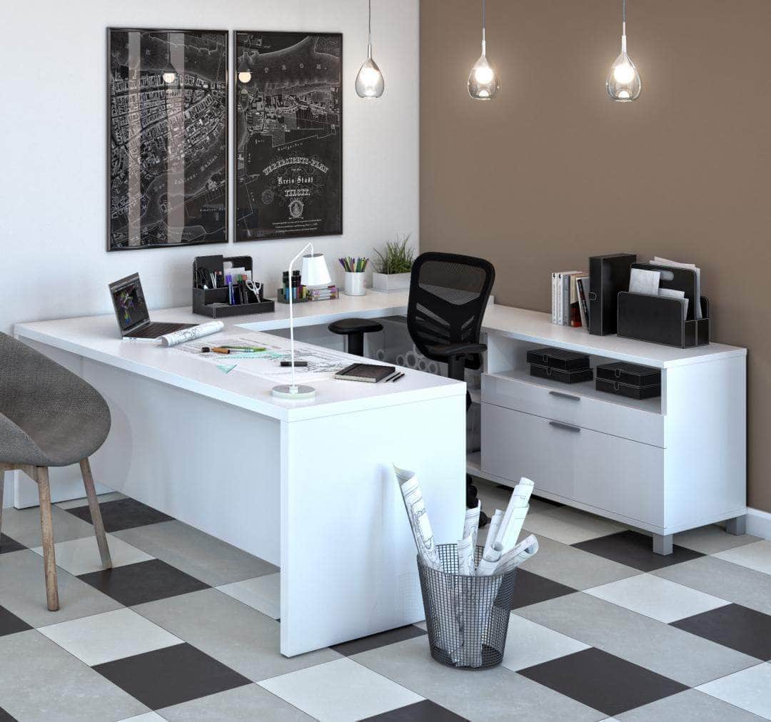 Pro Linea U Shaped Desk - Modern Home Office Workstation with 2 Color Options | Perfect for Small Spaces, Gaming Setup & Remote Work