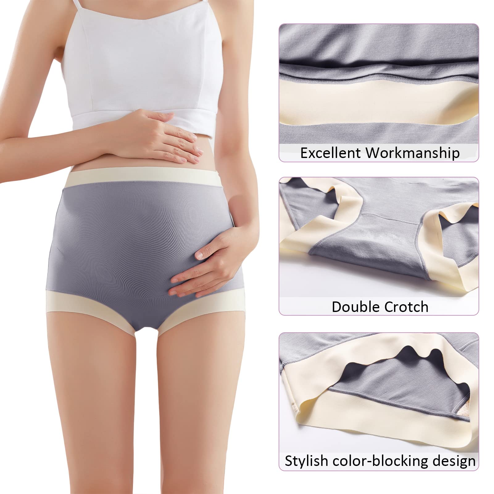 FEOYA High Waist Belly Support Maternity Underwear - Pregnancy Panties Over Bump Plus Size 3X - Comfortable for Daily Wear, Sleeping & Postpartum Recovery