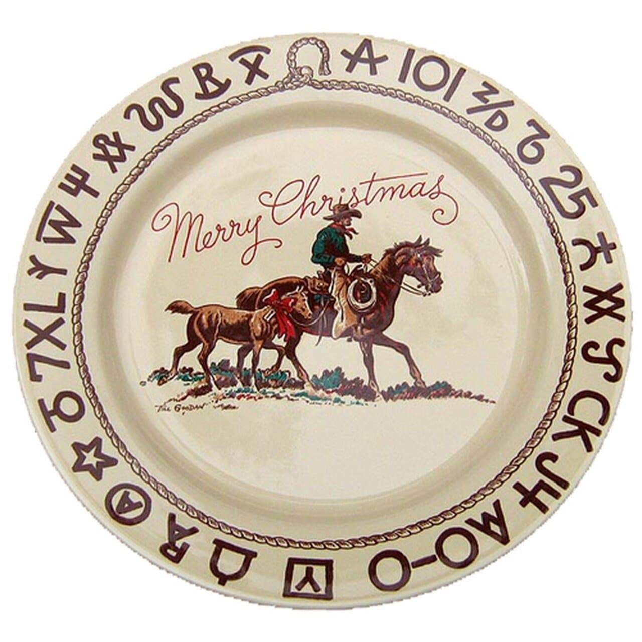 Branded Cowboy Christmas Western Dinner Plates - Set of 4, Rustic Holiday Tableware for Christmas Decorations, Thanksgiving Dinner & Western Themed Parties