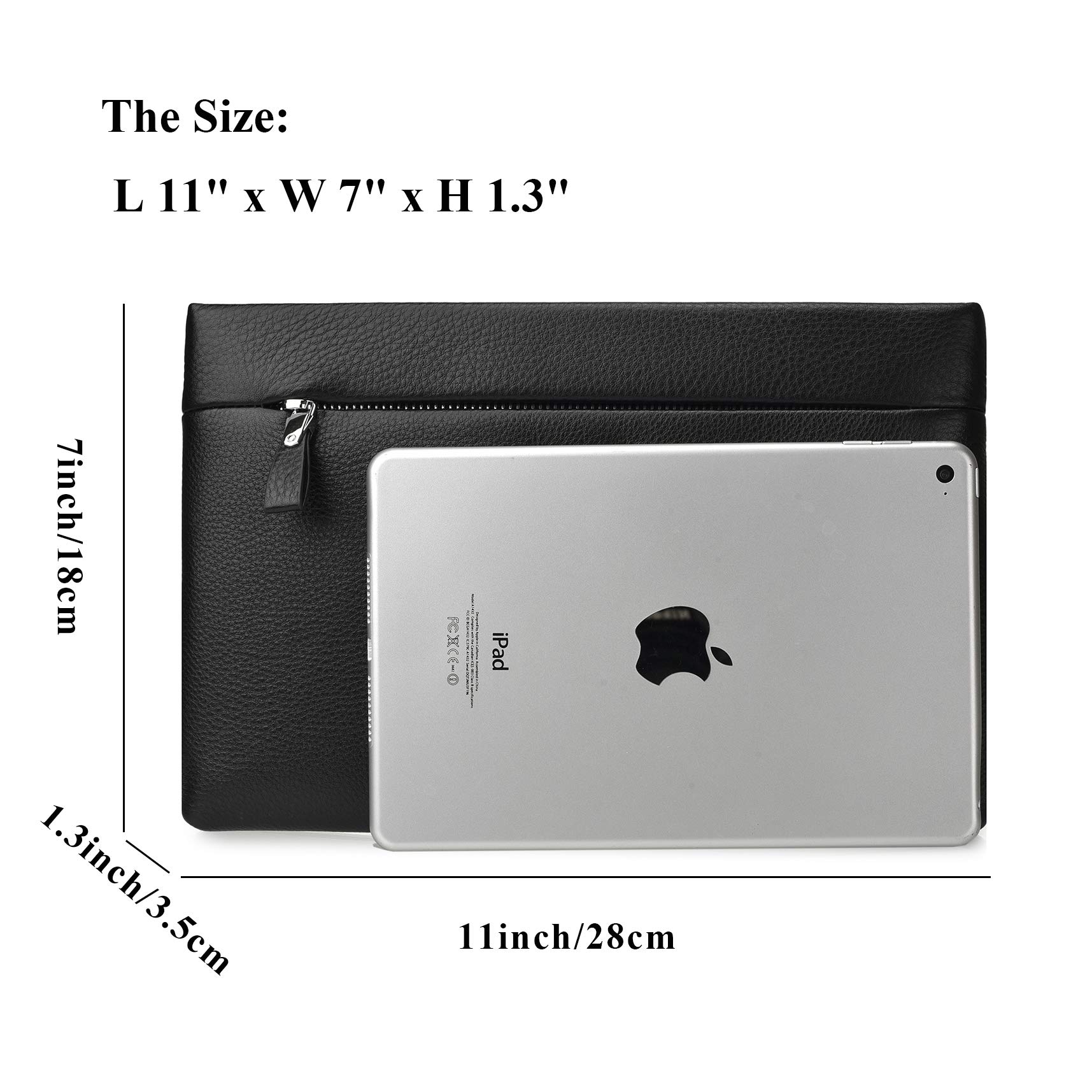 Genuine Leather Clutch Bag for Men - Business Large Purse Wrist Handbag Envelope Wallet - Perfect for Office, Travel & Formal Events