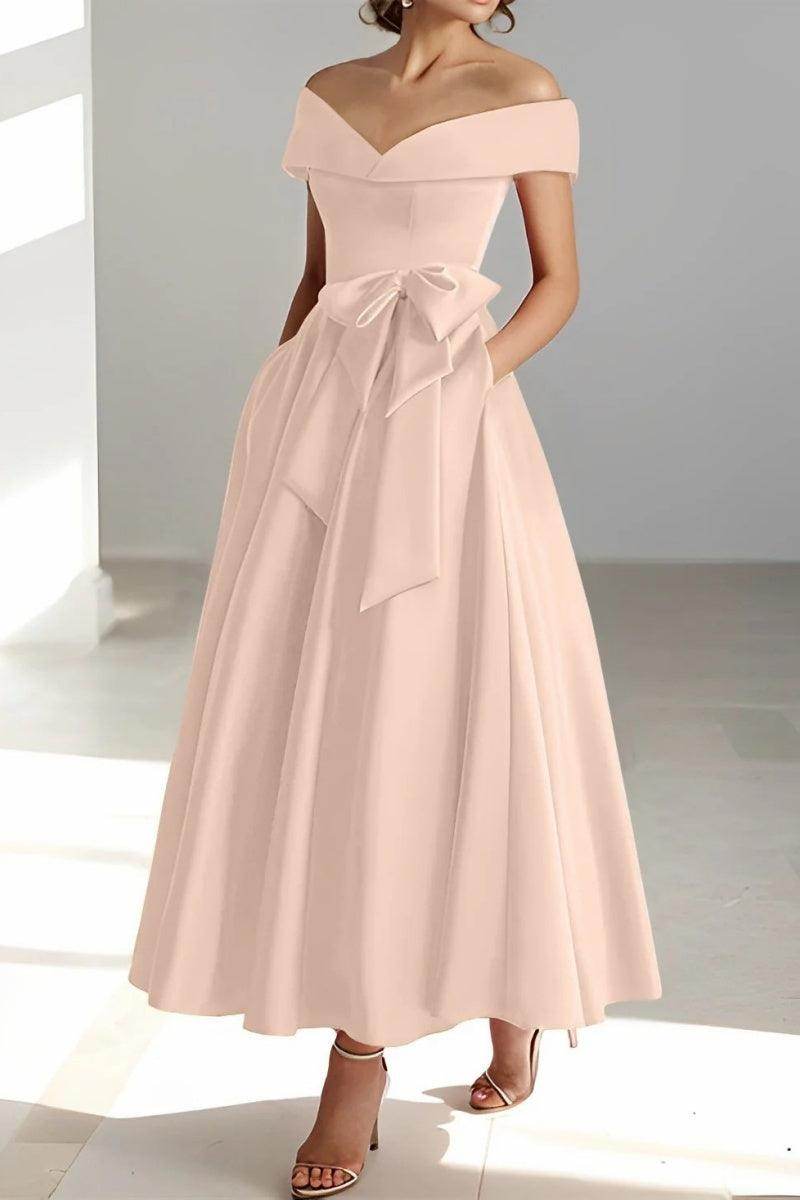 Elegant Off-The-Shoulder Sleeveless Ankle-Length Mother of the Bride Dress CM0332 - Perfect for Weddings, Formal Events & Special Occasions