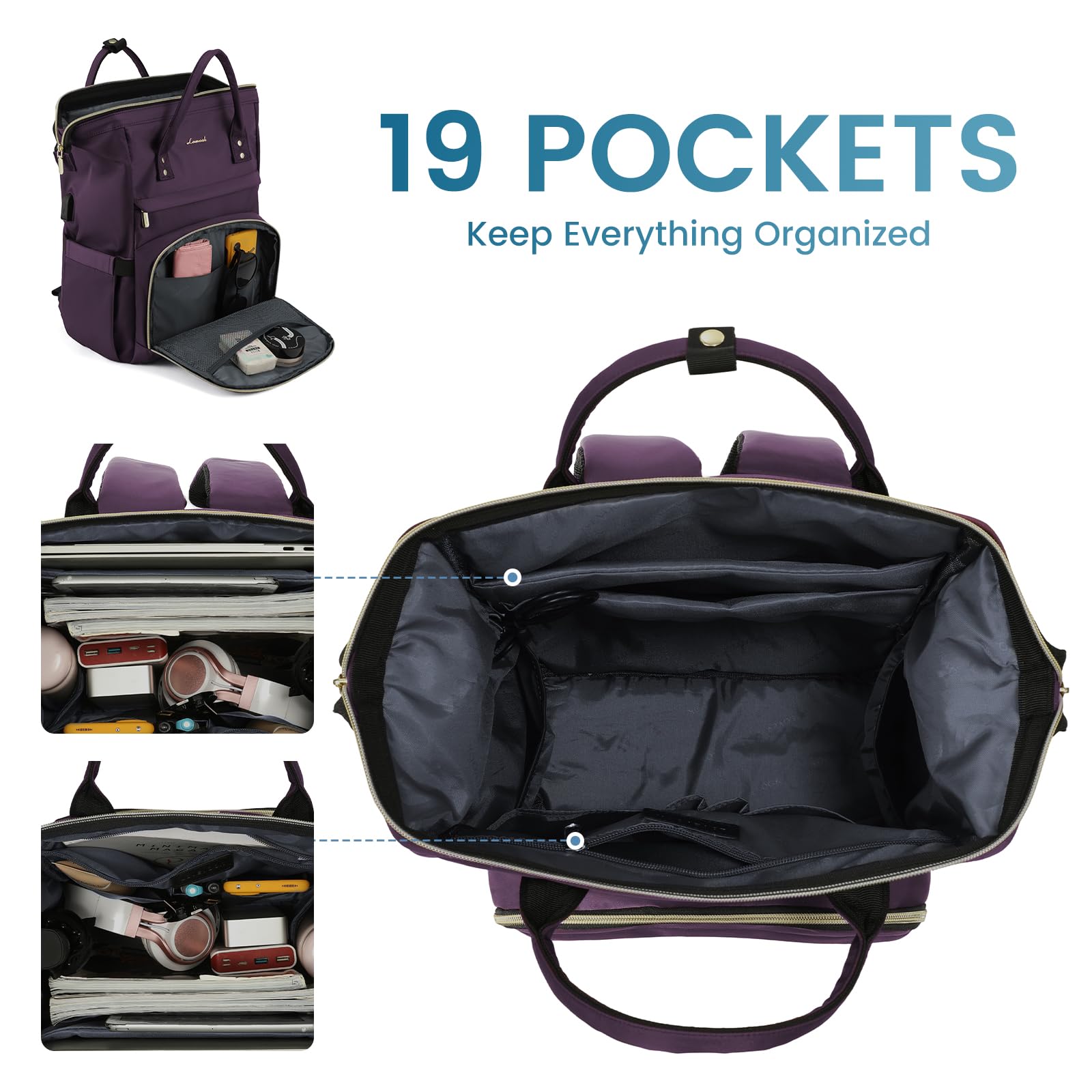 LOVEVOOK Waterproof Anti-Theft Travel Laptop Backpack for Men & Women - Durable 15.6 Inch Computer Bag with Stethoscope Case - Perfect for Nurses, College Students, Business Travel & Commuting
