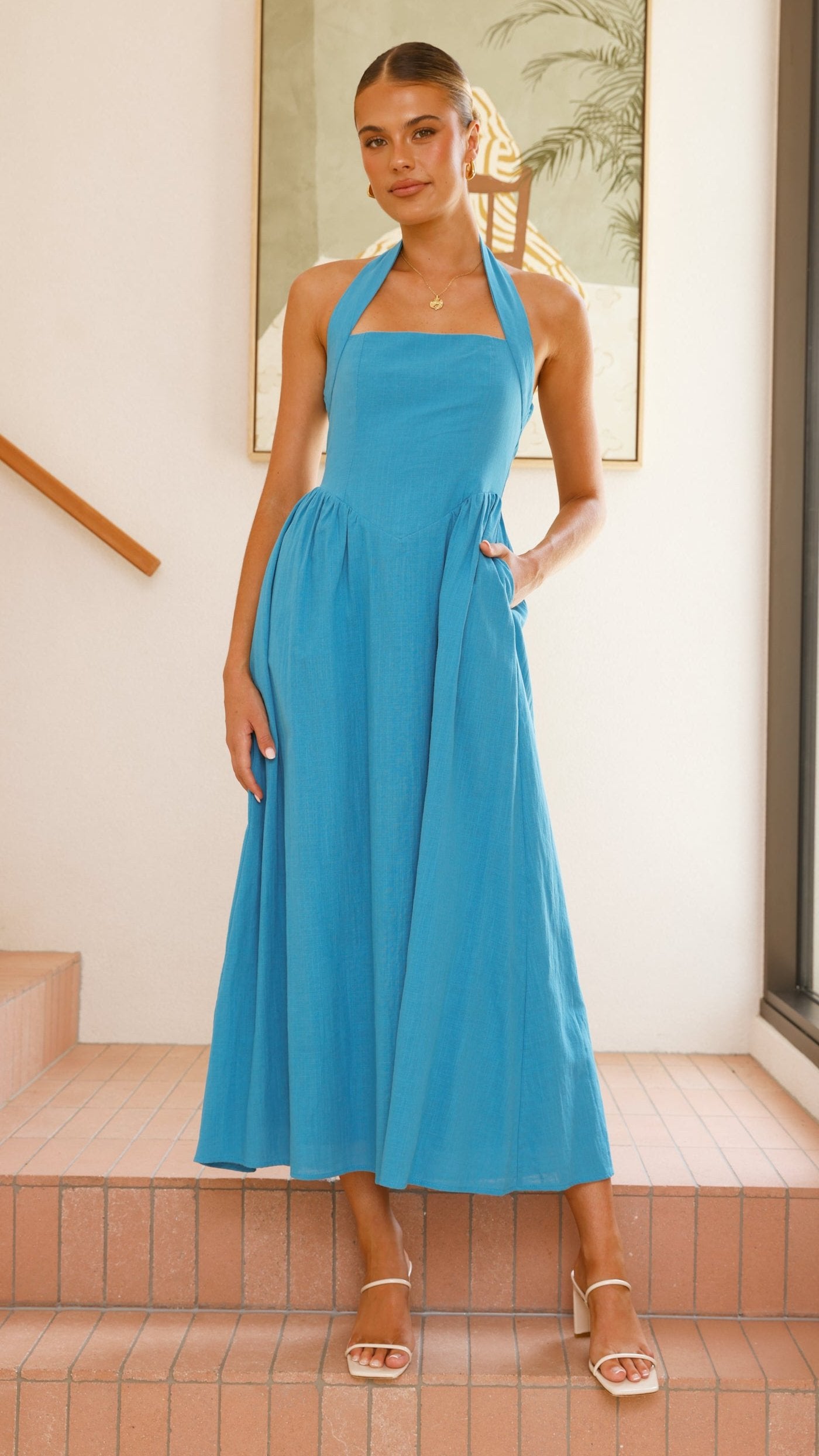Caden Maxi Dress for Women - Elegant Cobalt Blue Long Flowy Summer Dress - Perfect for Beach, Vacation, and Casual Outings